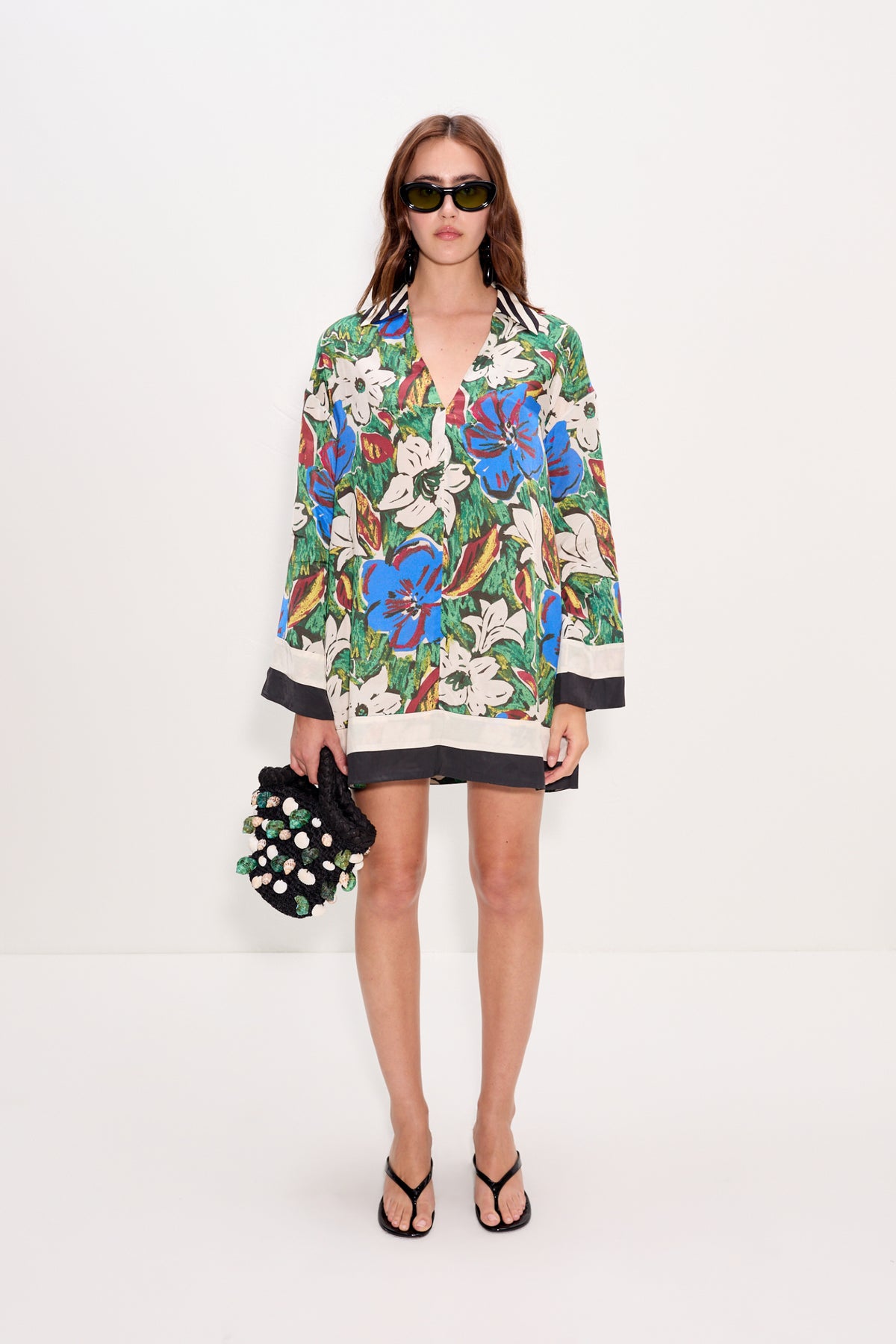 Diaz Mini Dress In Tropical Floral Print Combo
