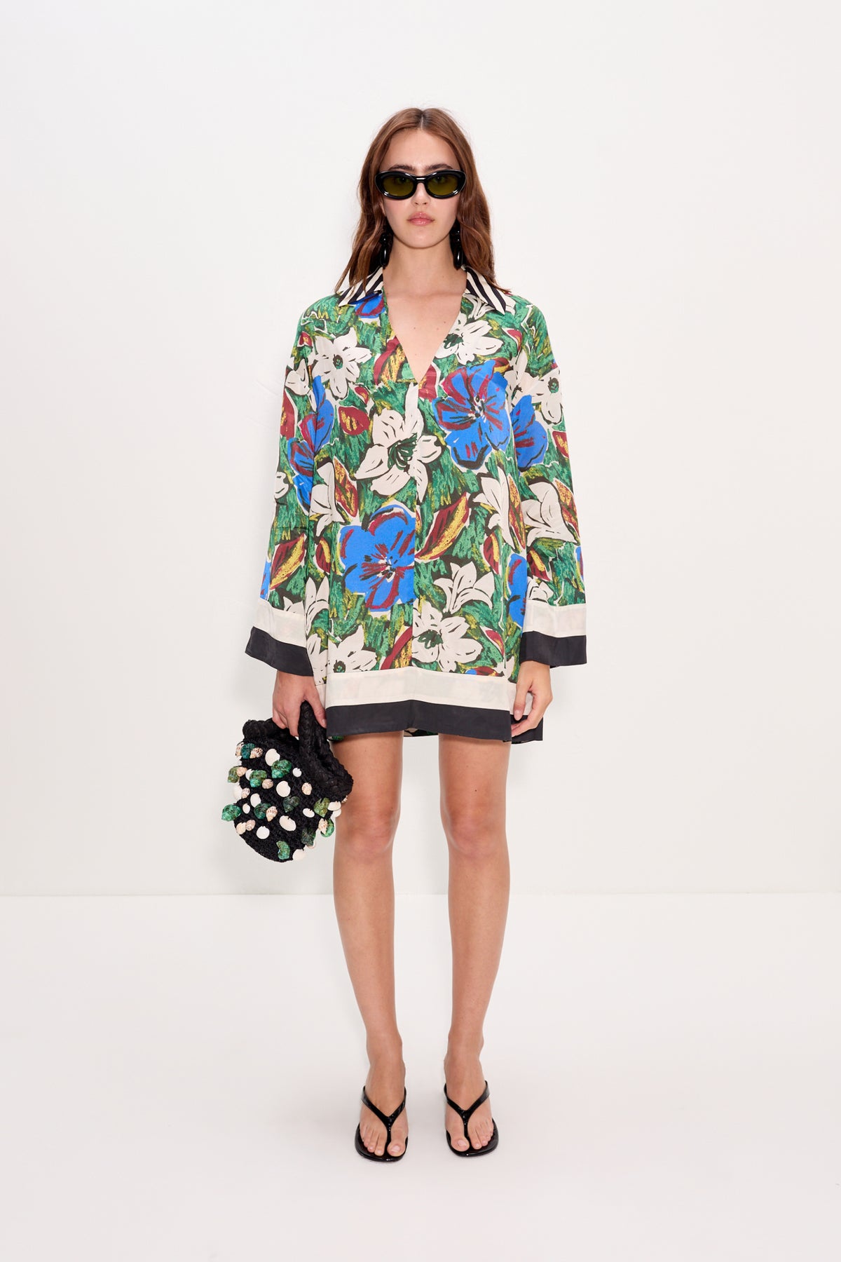Diaz Mini Dress In Tropical Floral Print Combo