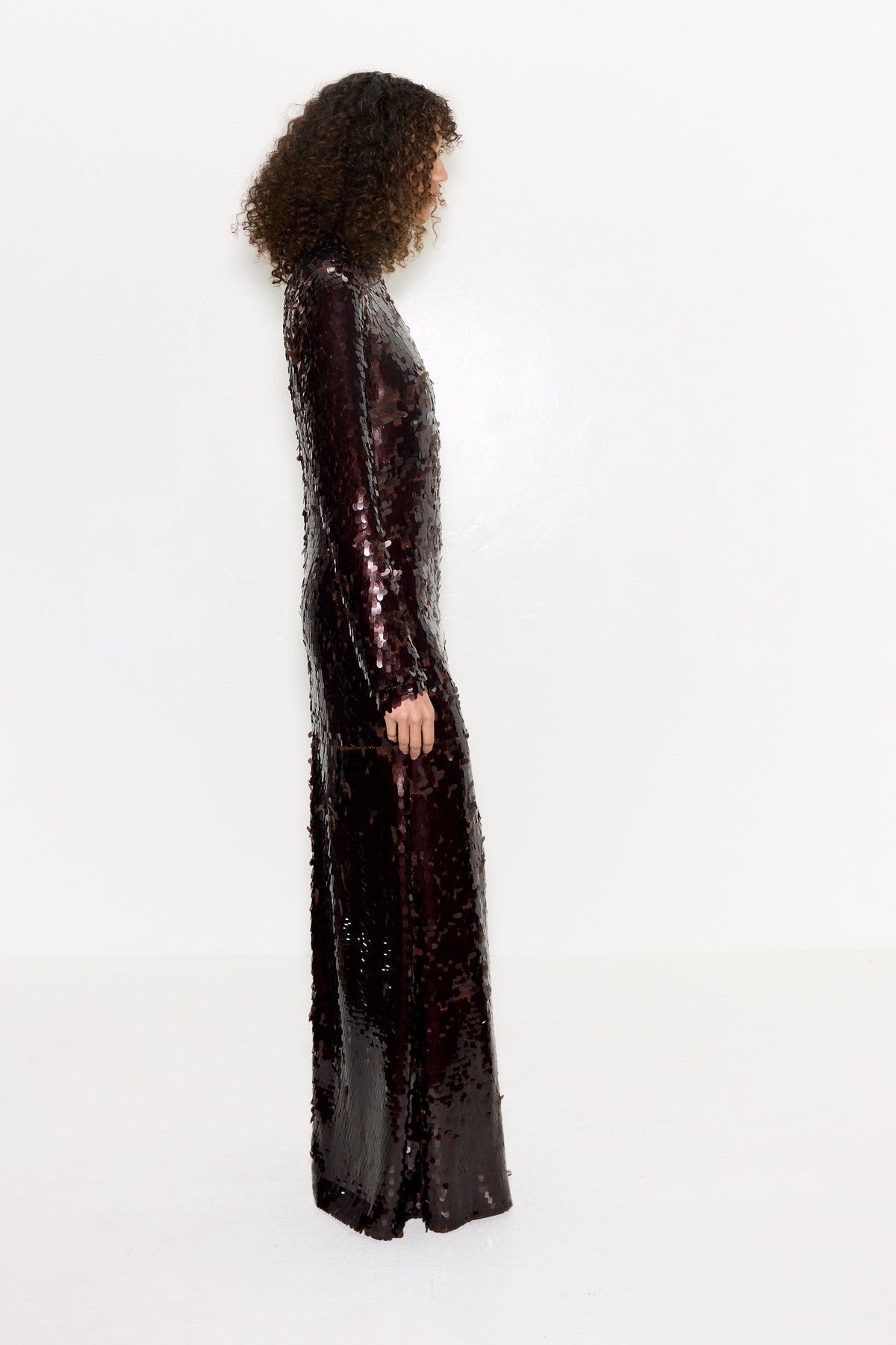 Sculpty Sequin Dress In Choco Brown