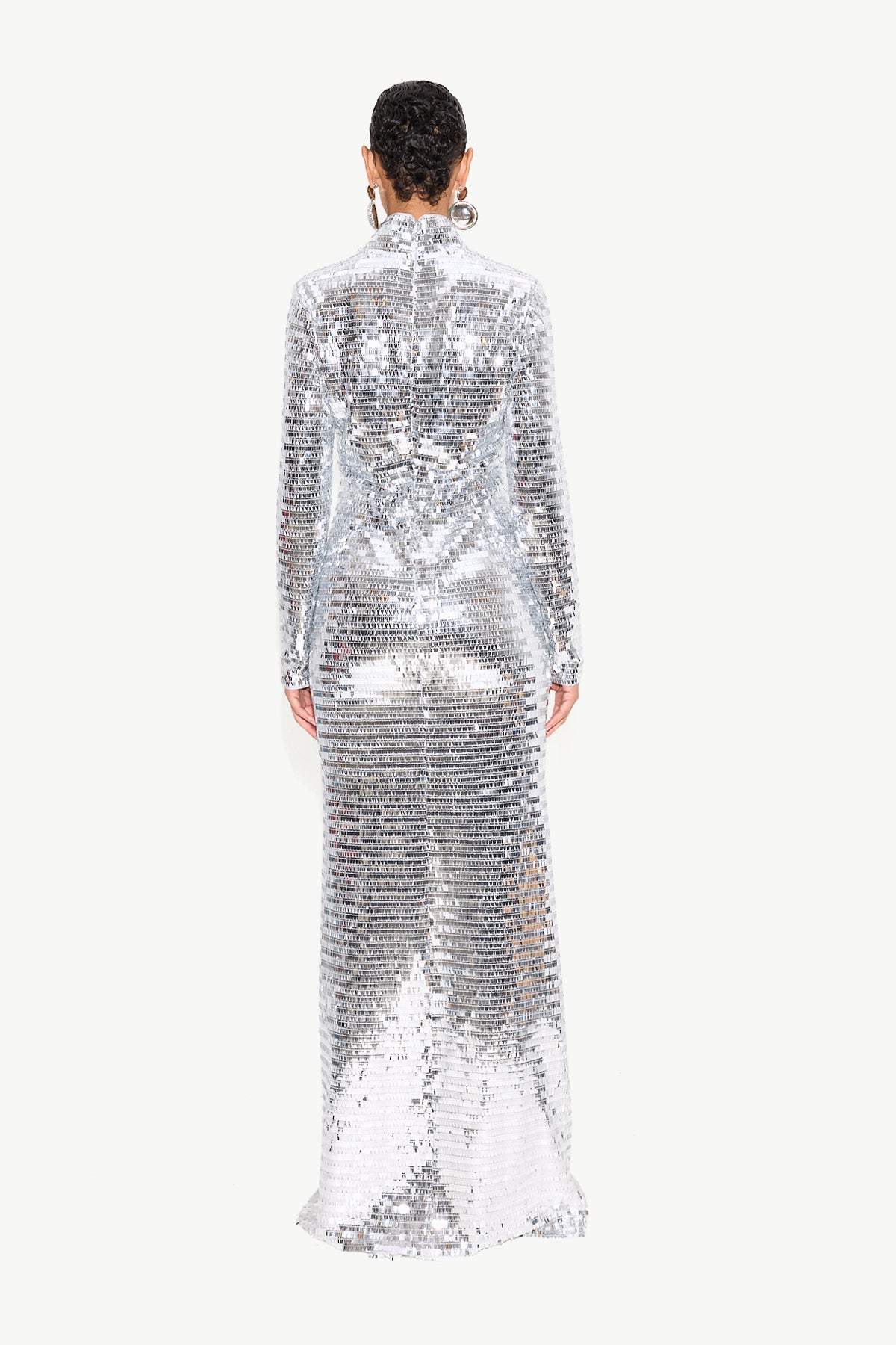 Sequin Sculpty Dress in Satellite Silver