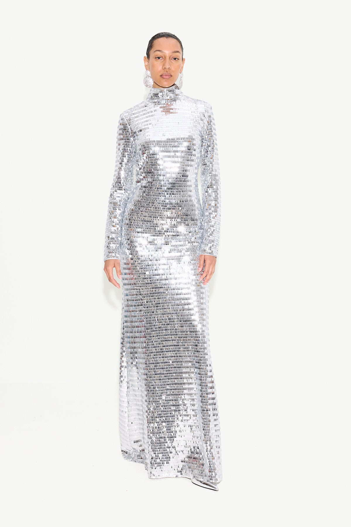 Sequin Sculpty Dress in Satellite Silver