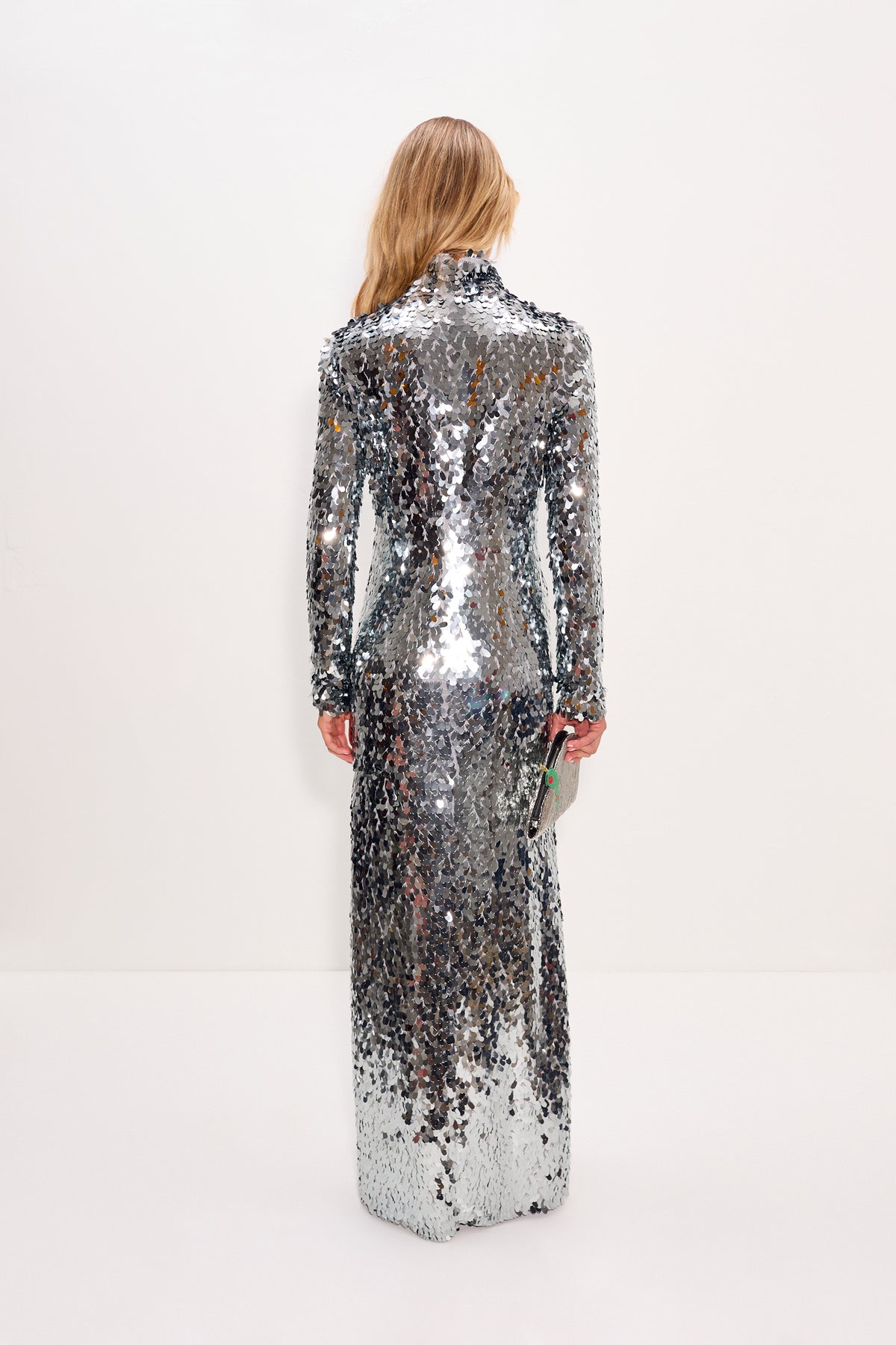 Sculpty Sequin Dress In Satellite Silver