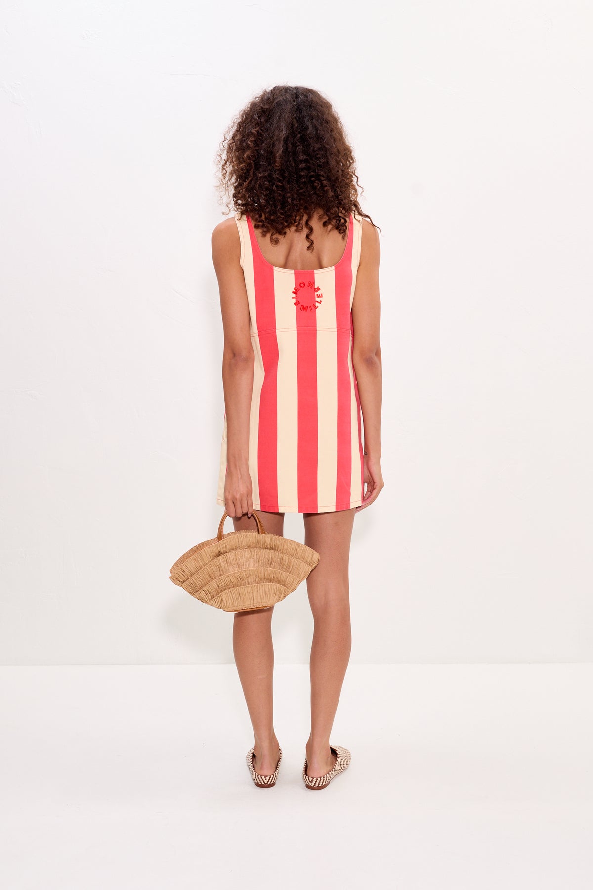 Sahara Striped Denim Dress in Venetian Red Stripe