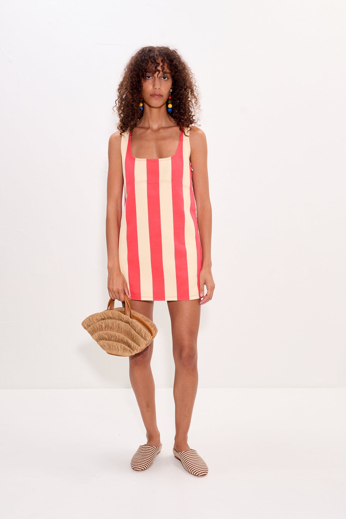 Sahara Mini Dress In Venetian Red Stripe Denim