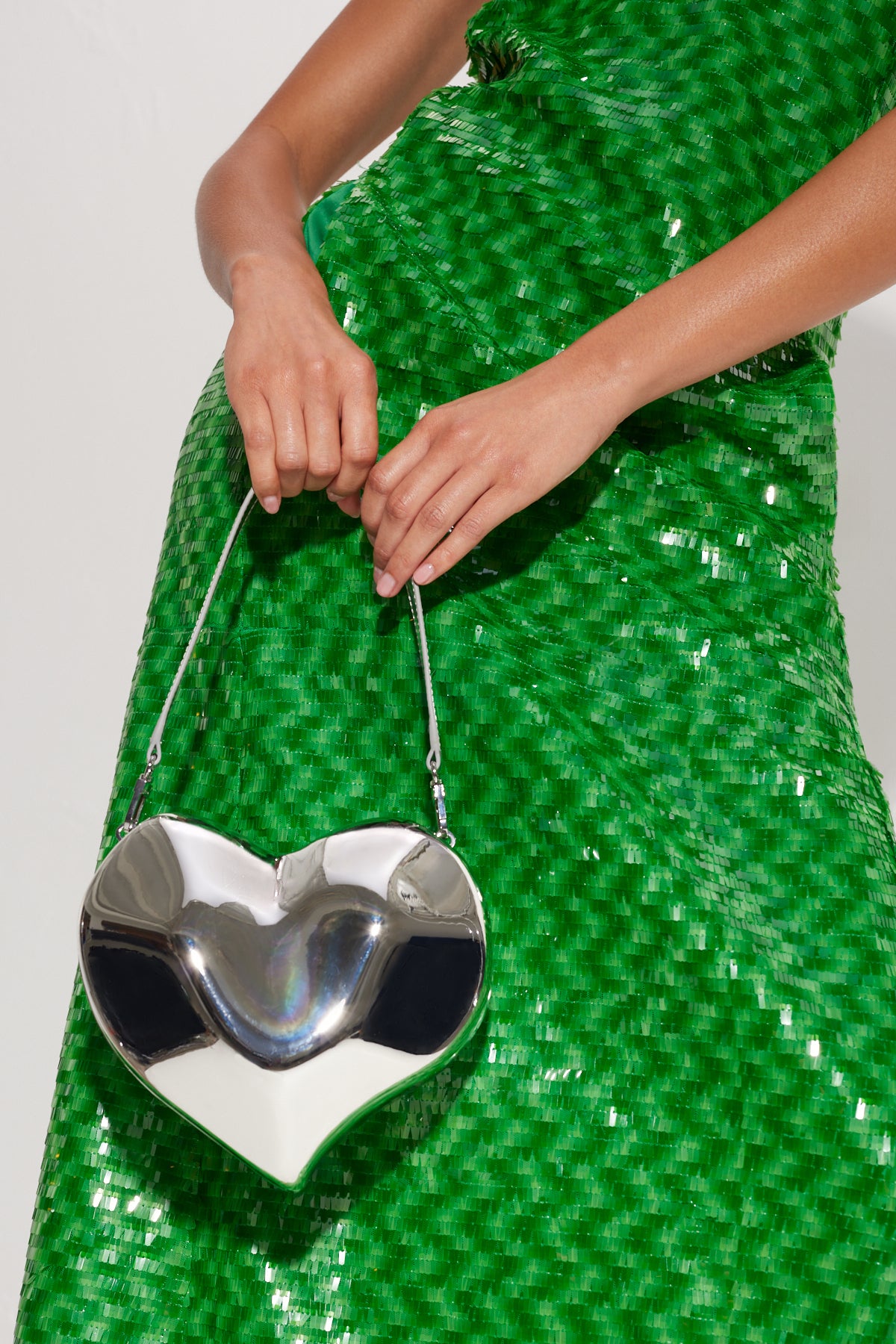 Molded Heart Bag in Silver