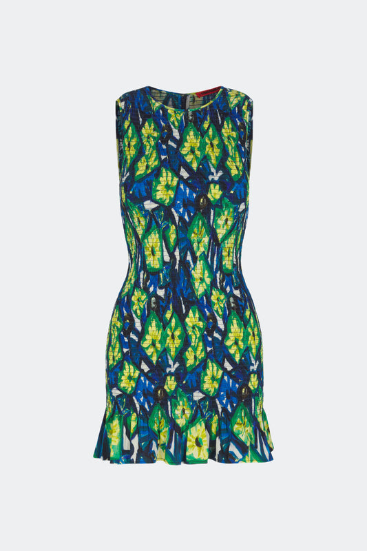 Belle Smocked Mini Dress in Abstract Floral