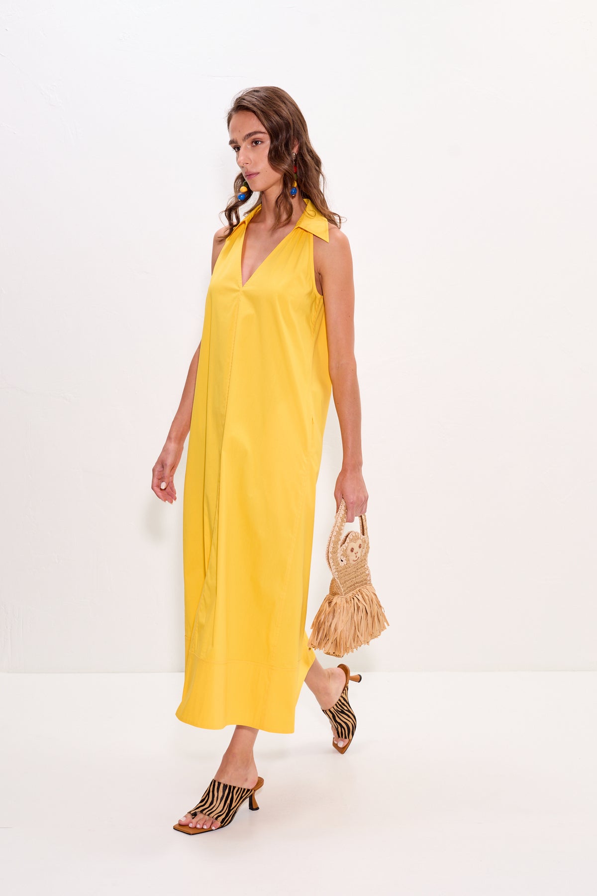Nava Poplin Midi Dress in Sungold