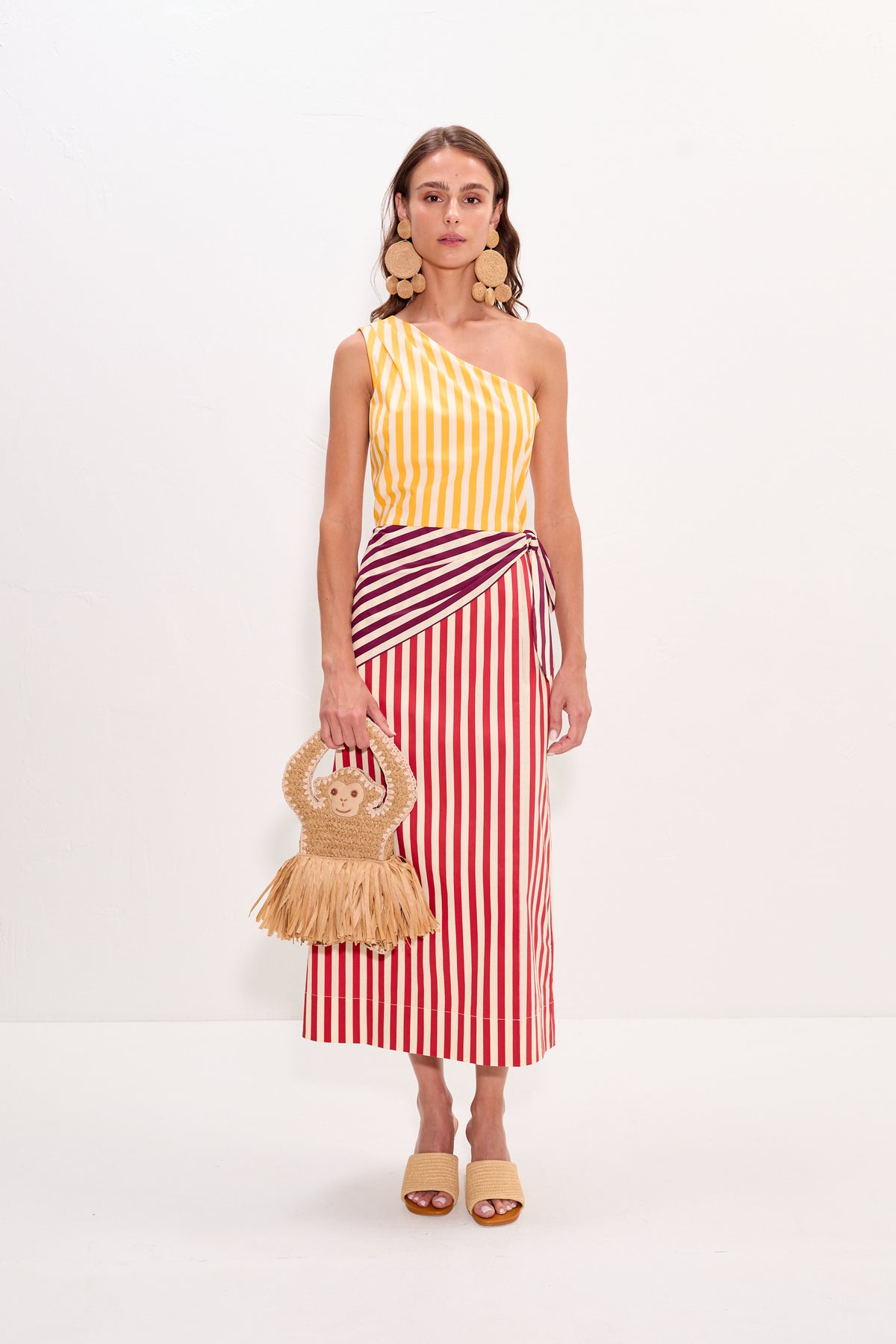 Belem Poplin Midi Dress in Red Stripe Combo