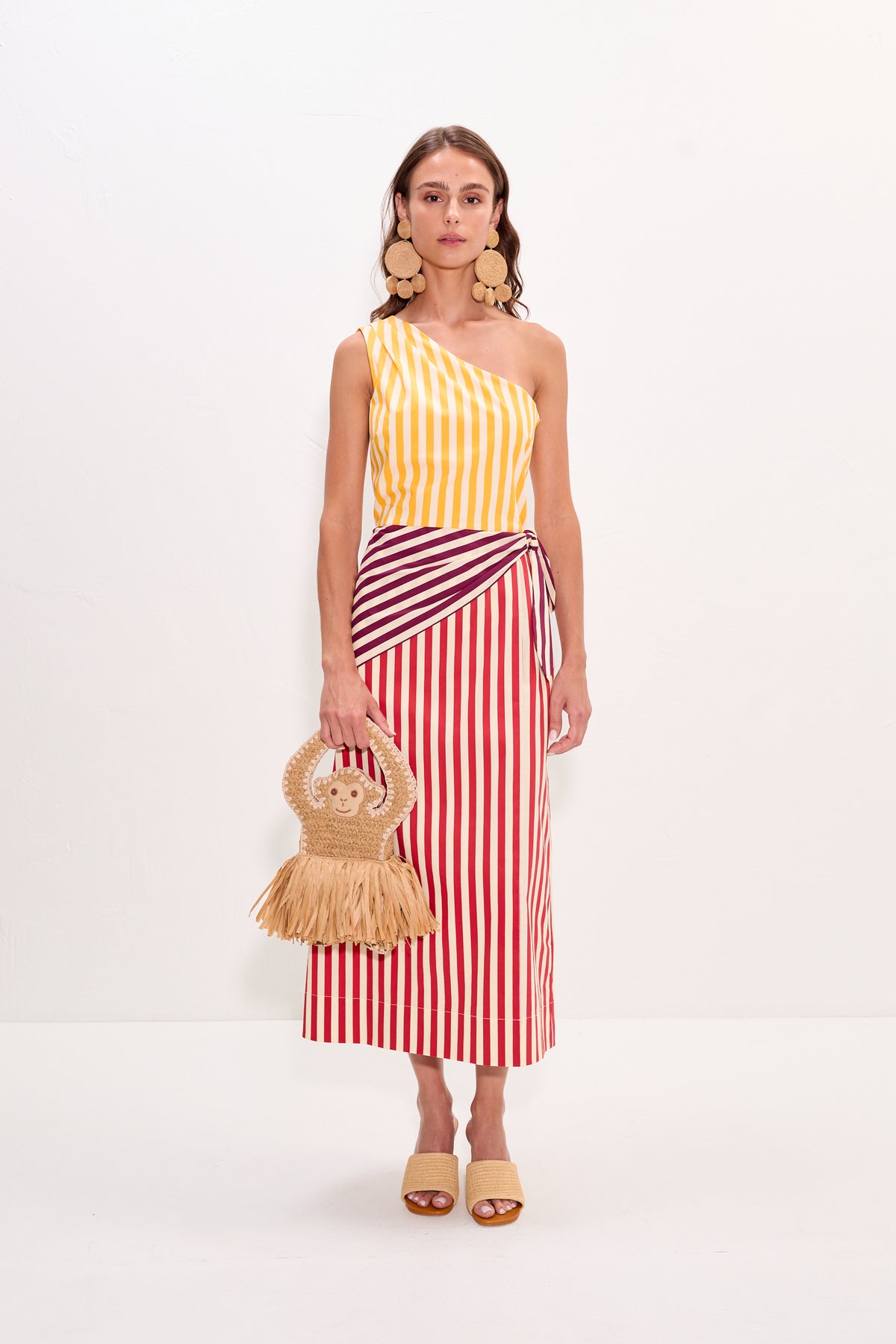 Belem Poplin Midi Dress in Red Stripe Combo