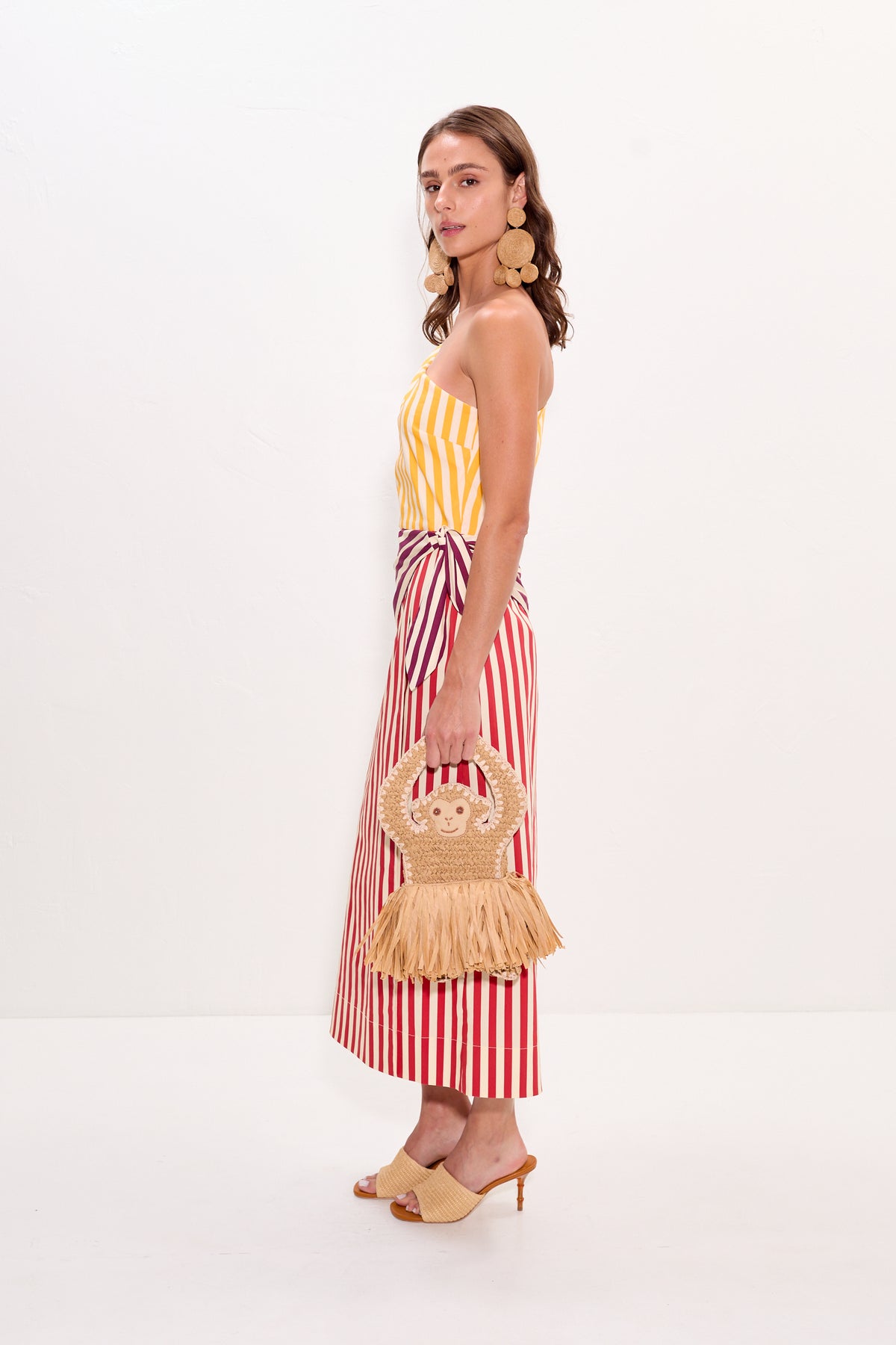 Belem Poplin Midi Dress in Red Stripe Combo
