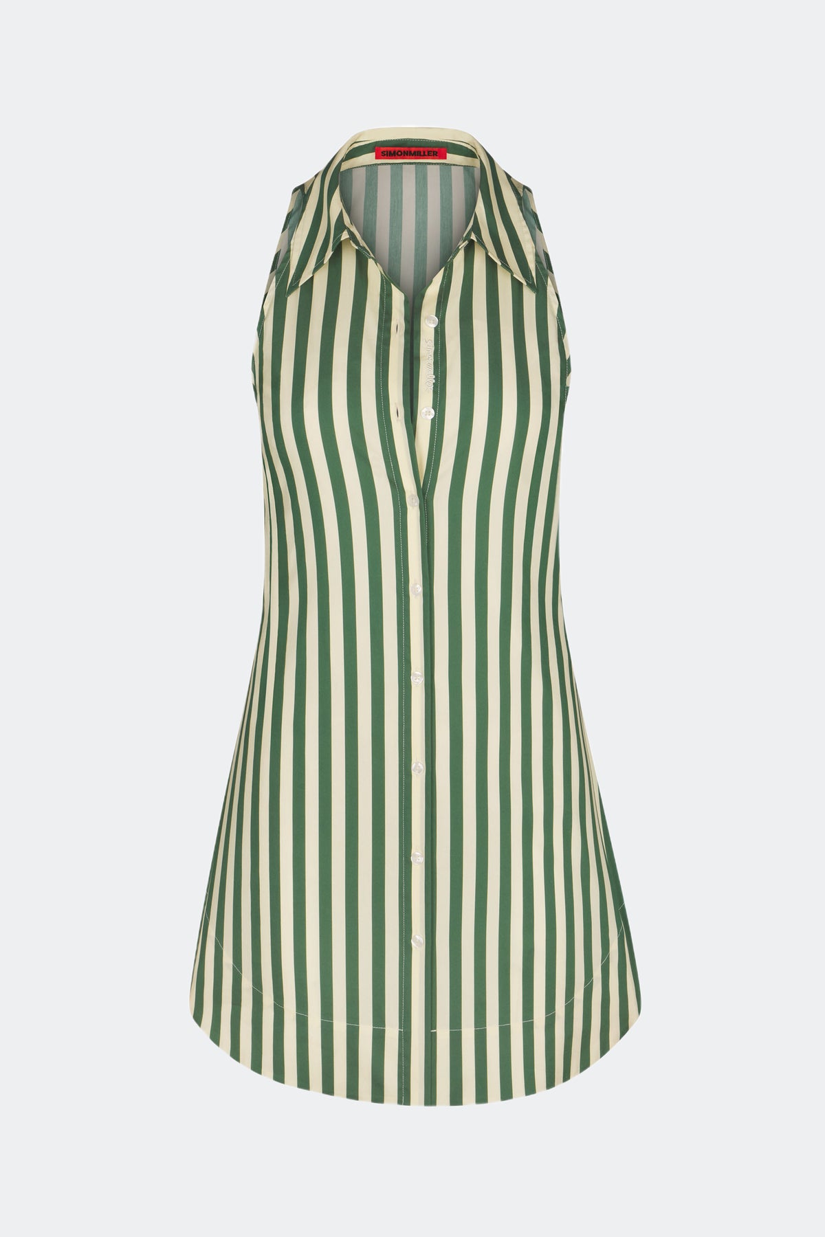 Loch Striped Sleeveless Mini Dress in Gummy Green/Ecru