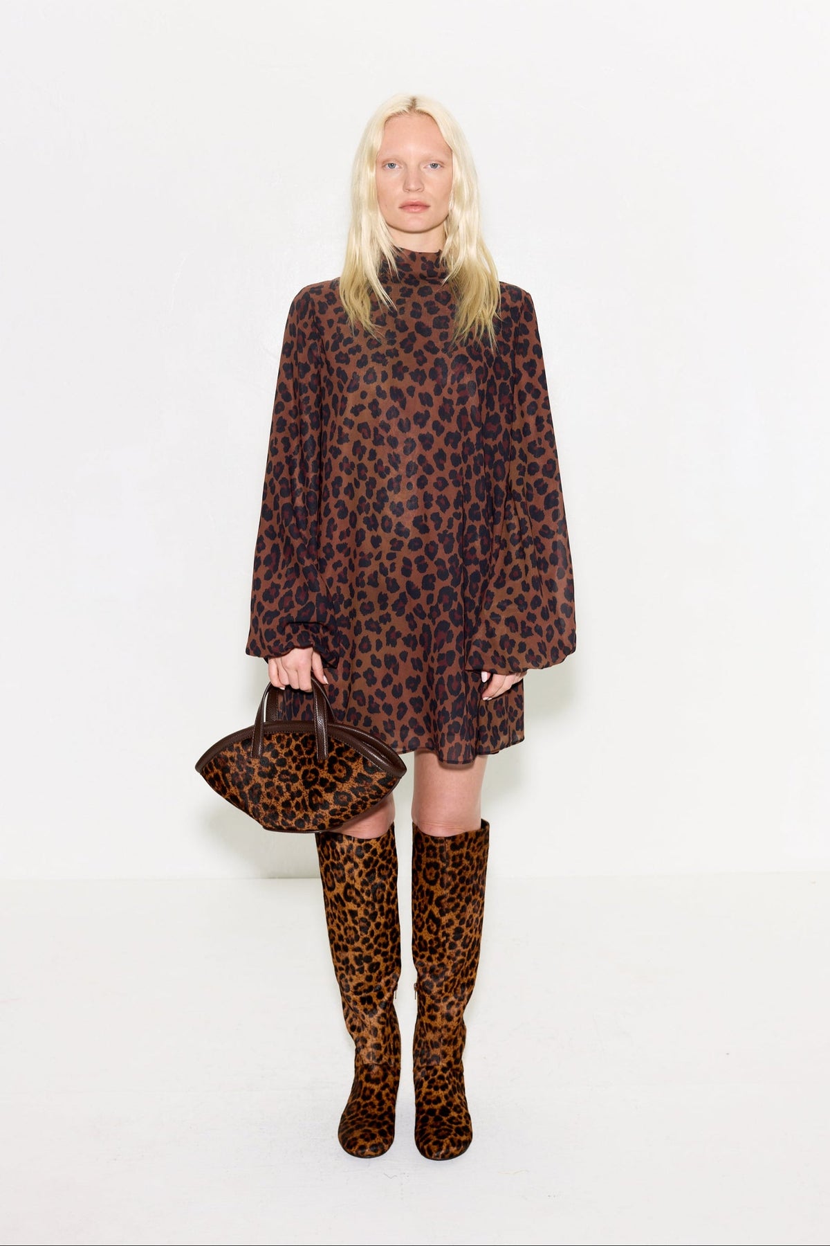 Joplin Chiffon Mini Dress In Choco Brown Leopard