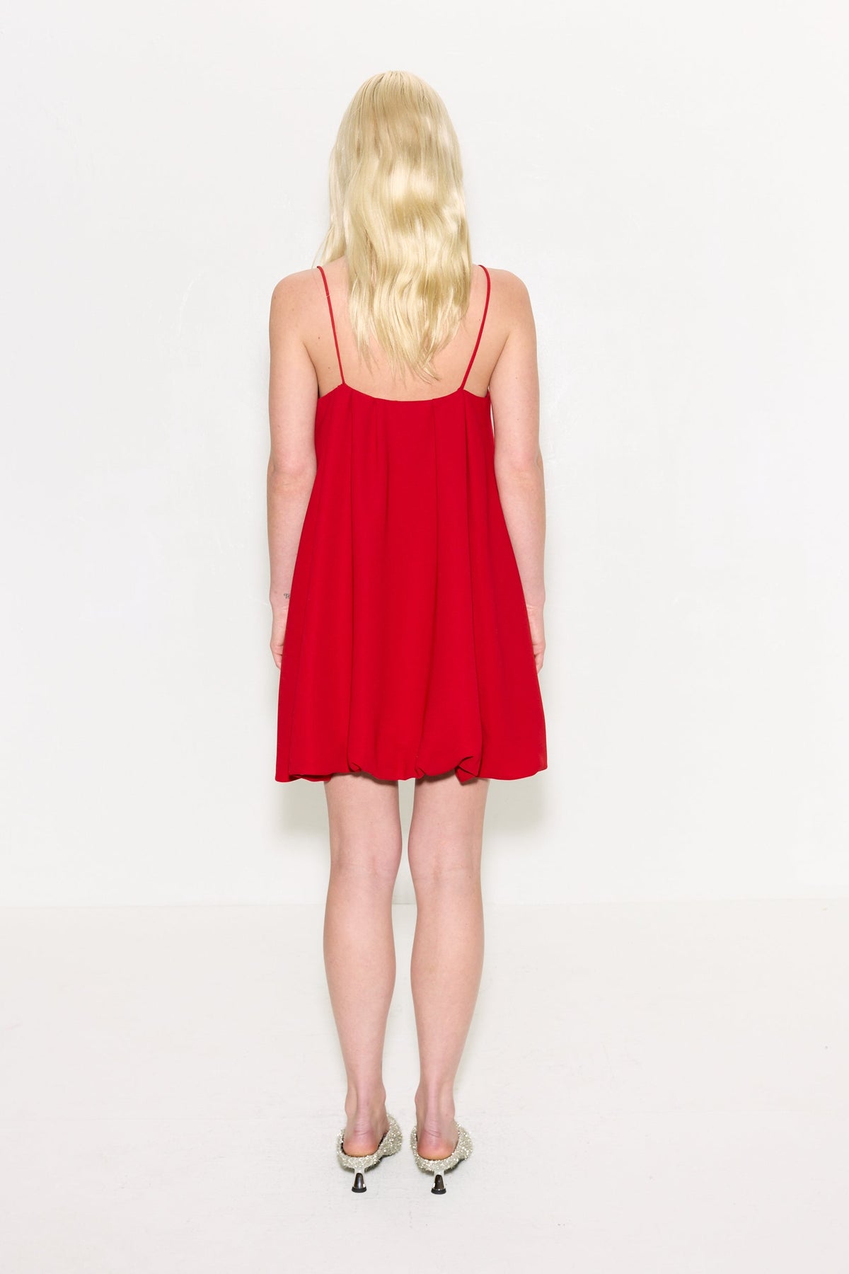 Cleo Crepe Mini Dress In Lucky Red