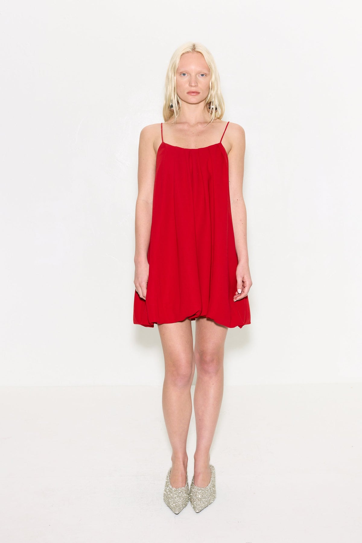 Cleo Crepe Mini Dress In Lucky Red