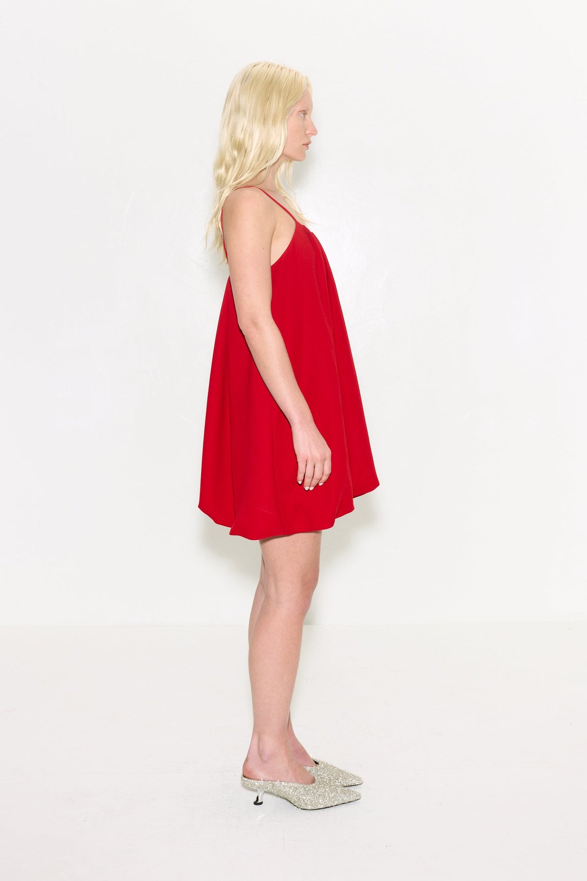 Cleo Crepe Mini Dress In Lucky Red