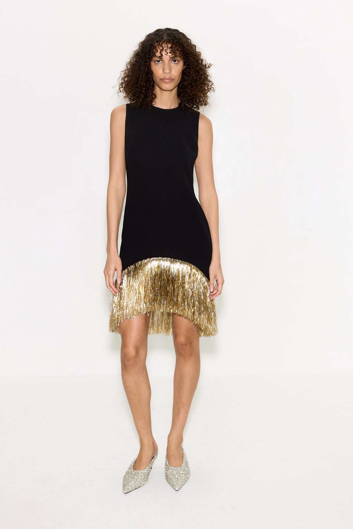 Bowie Fringe Mini Dress In Black