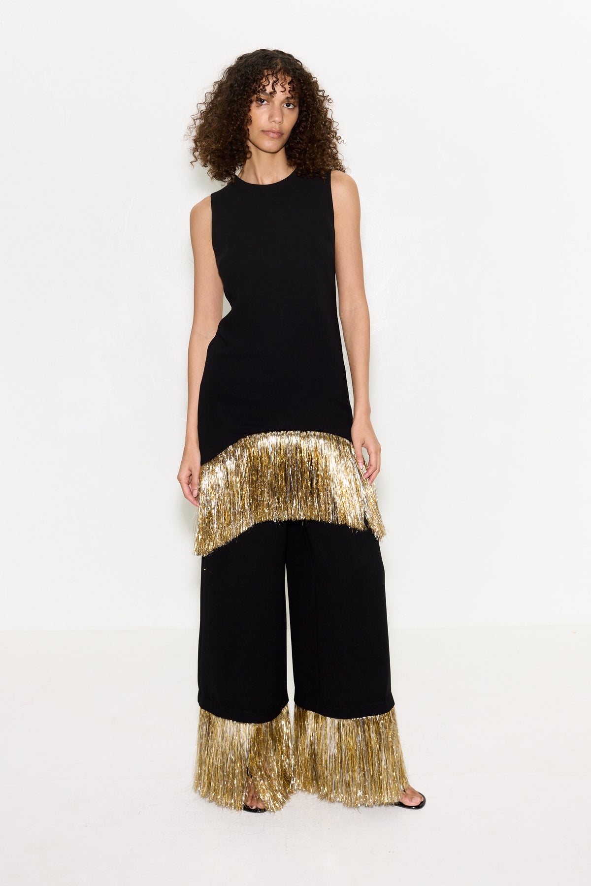 Bowie Fringe Mini Dress In Black