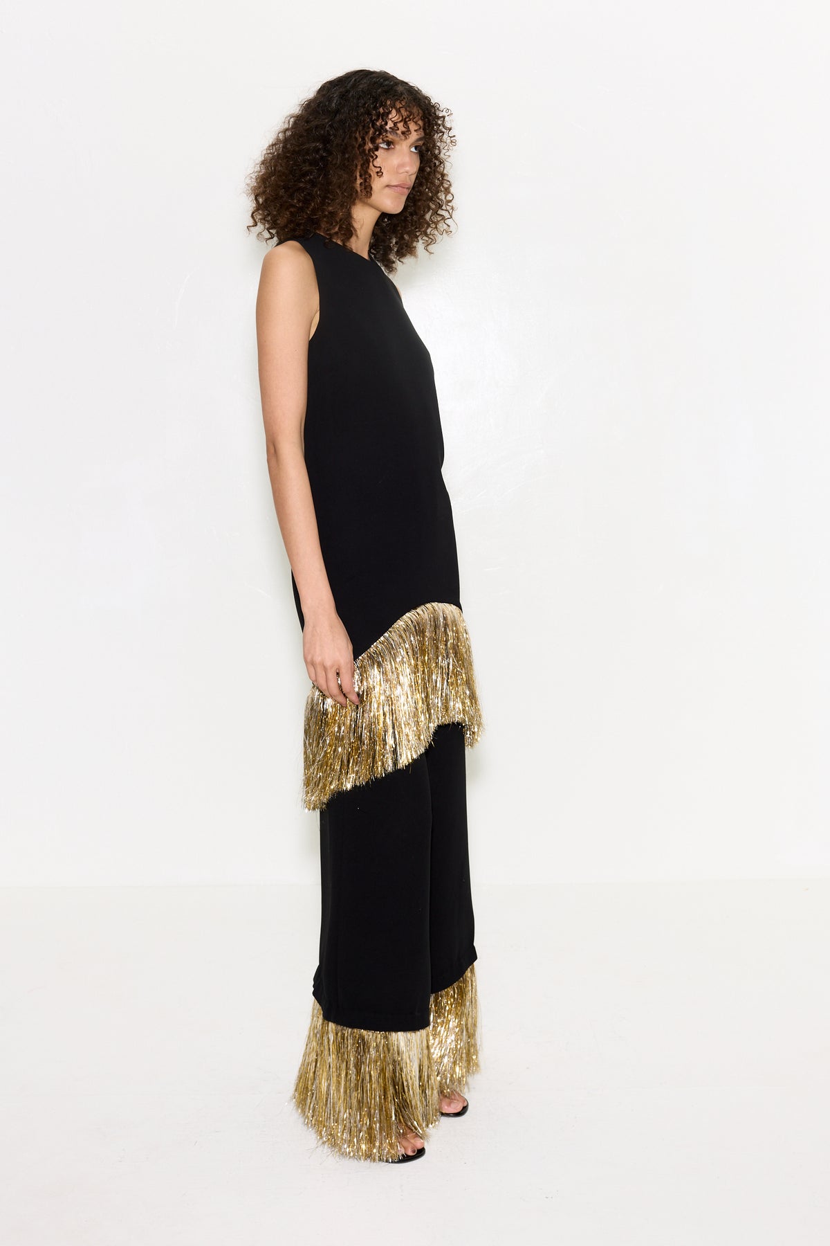 Bowie Fringe Mini Dress In Black