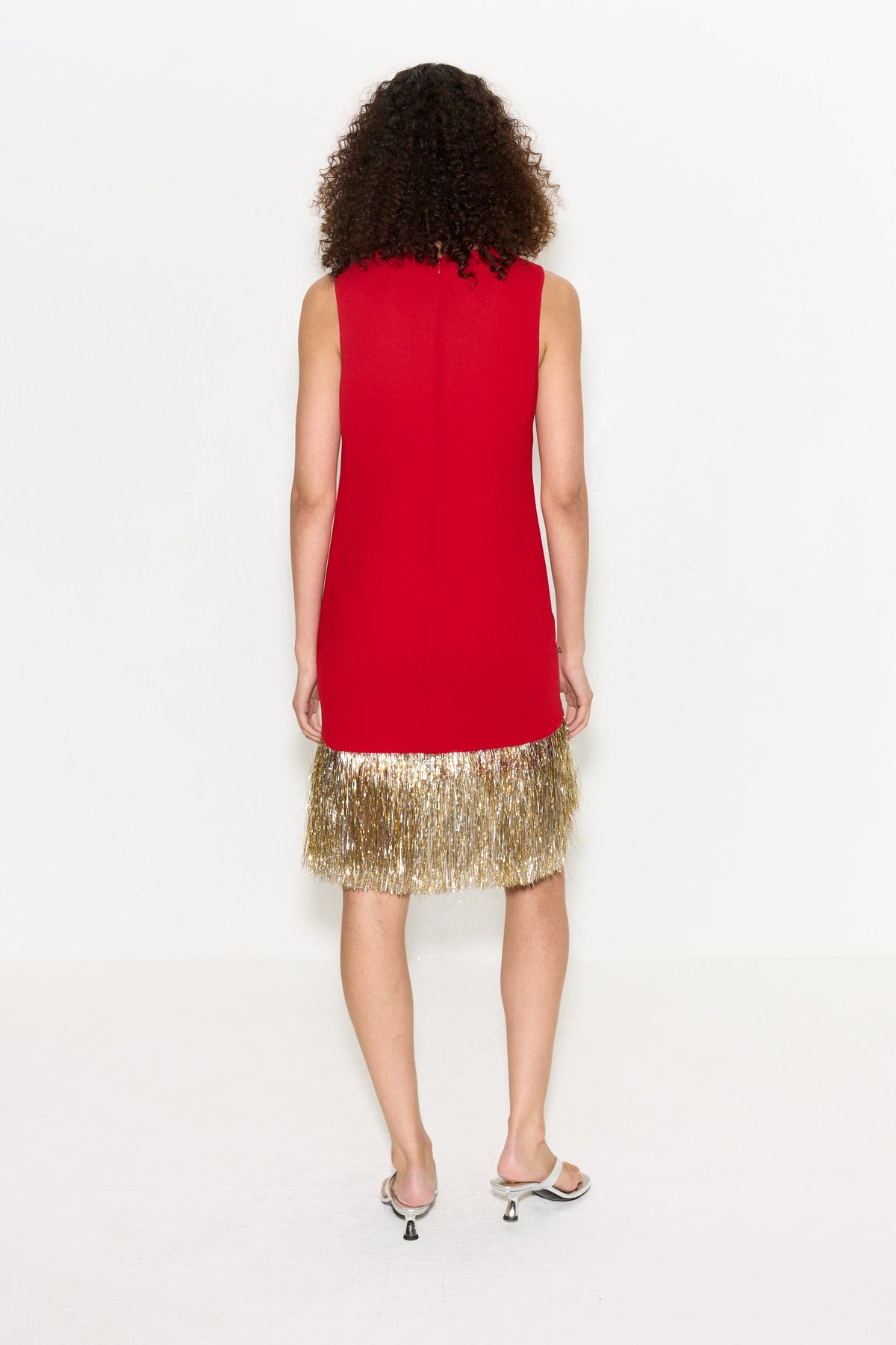 Bowie Fringe Mini Dress In Lucky Red