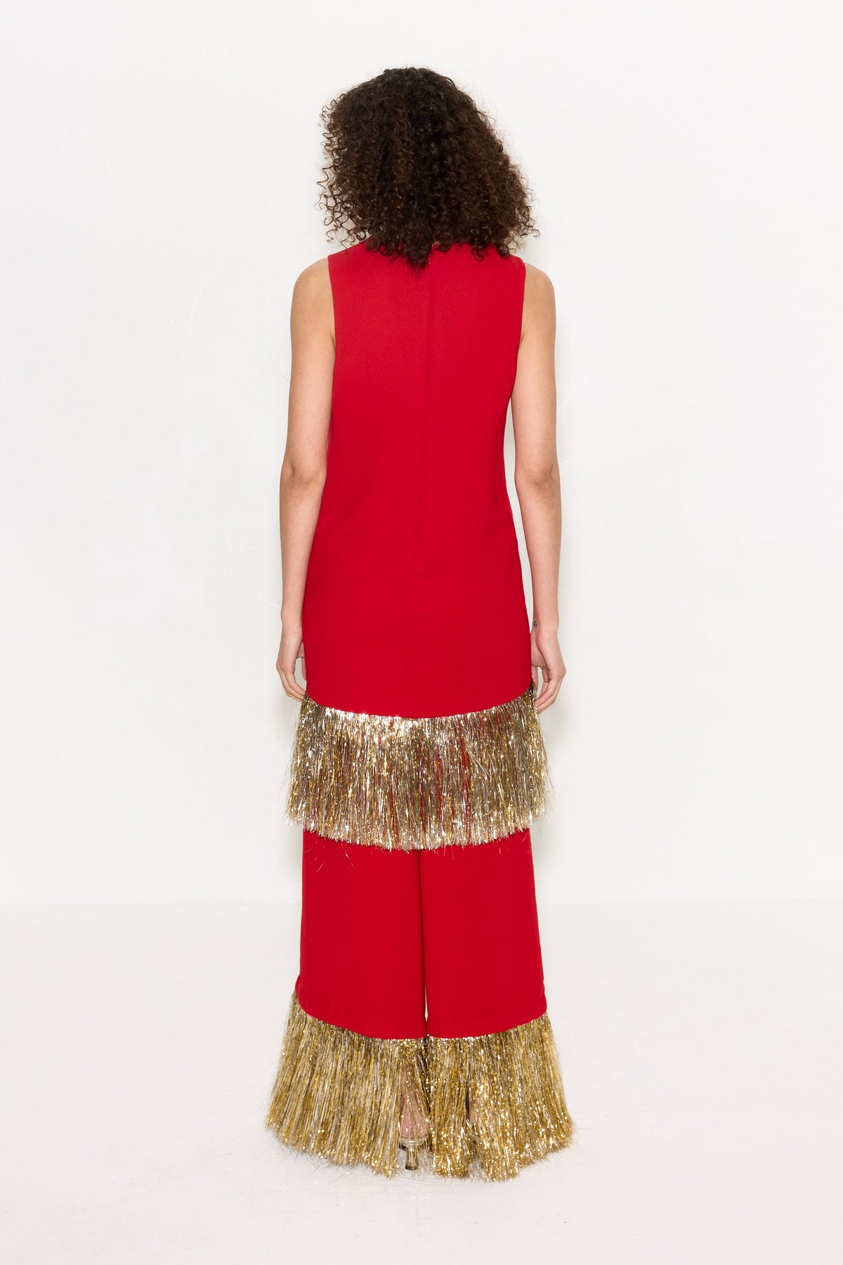 Nella Fringe Pant In Lucky Red