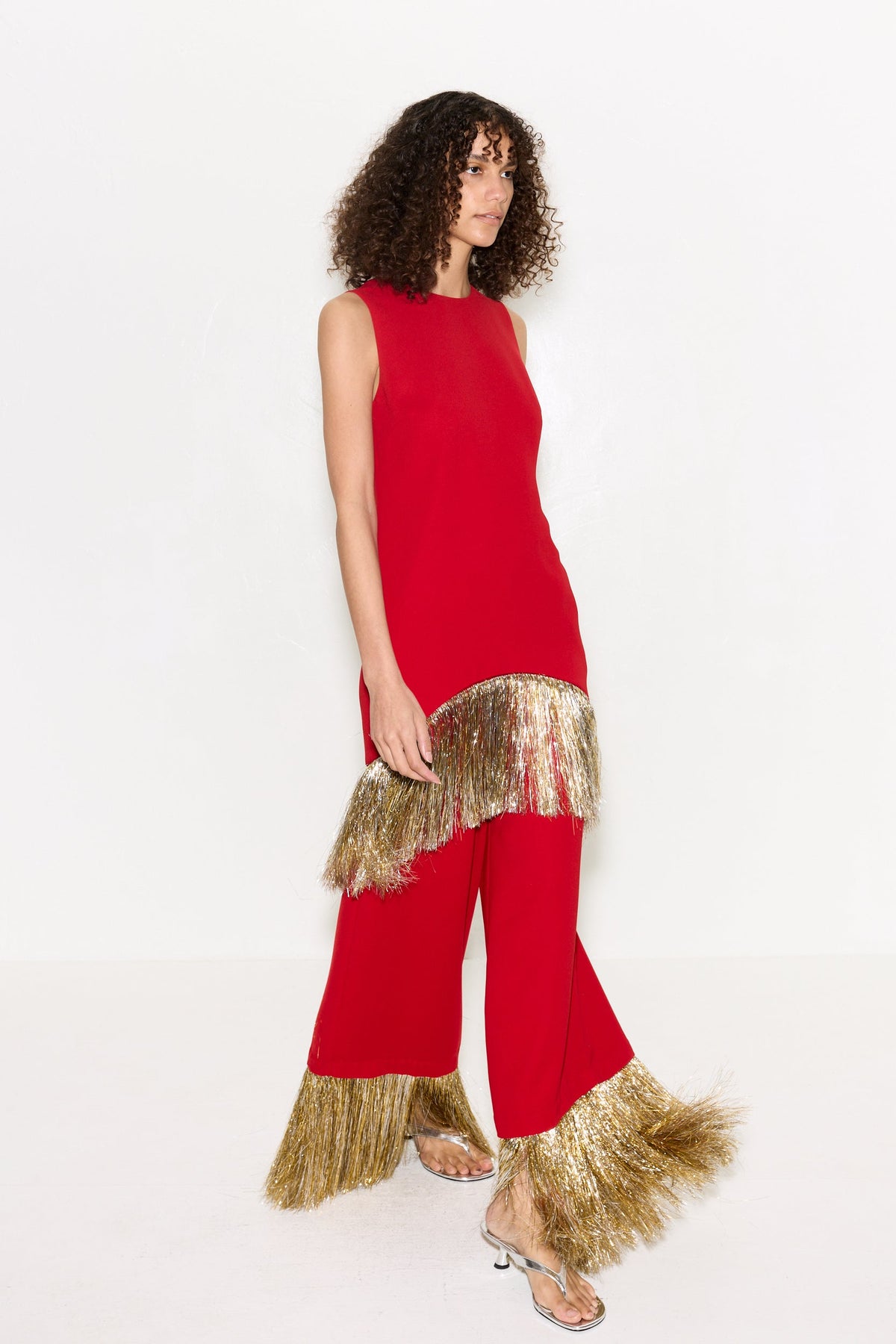 Nella Fringe Pant In Lucky Red