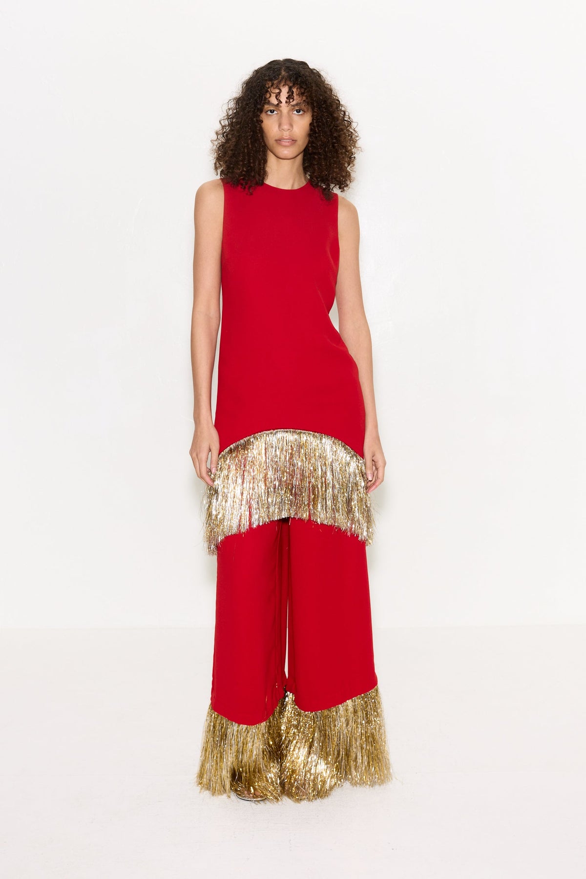 Nella Fringe Pant In Lucky Red