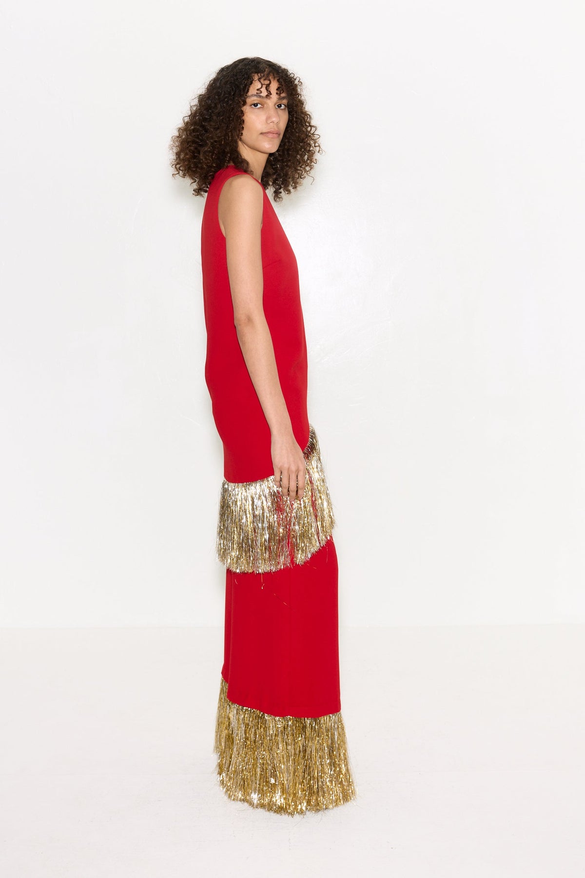 Nella Fringe Pant In Lucky Red