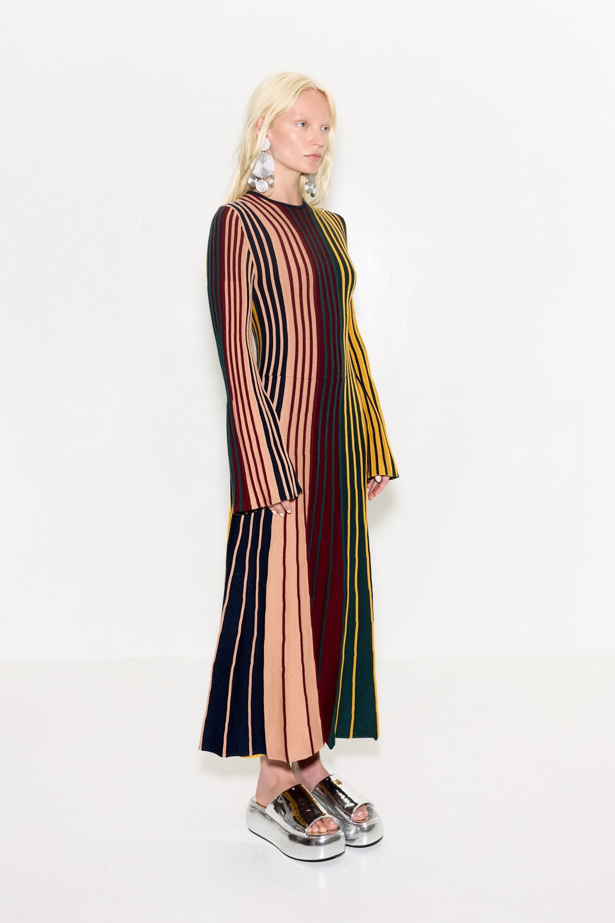 CELIA KNIT DRESS IN MULTI COLOR RIB