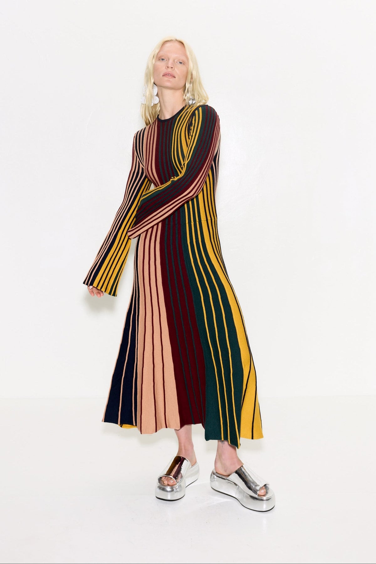 CELIA KNIT DRESS IN MULTI COLOR RIB