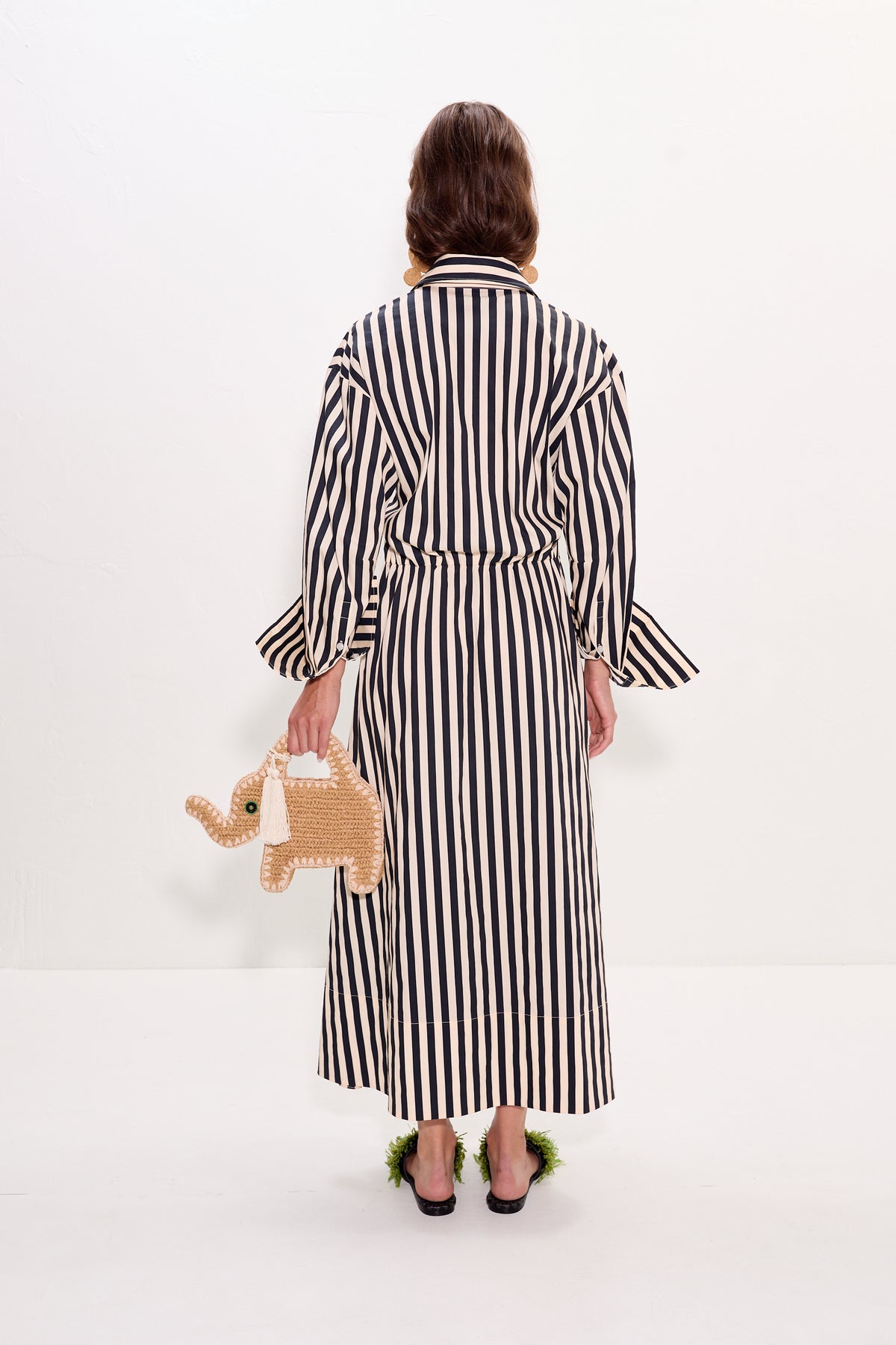 Inna Poplin Maxi Dress In Black/White Stripe