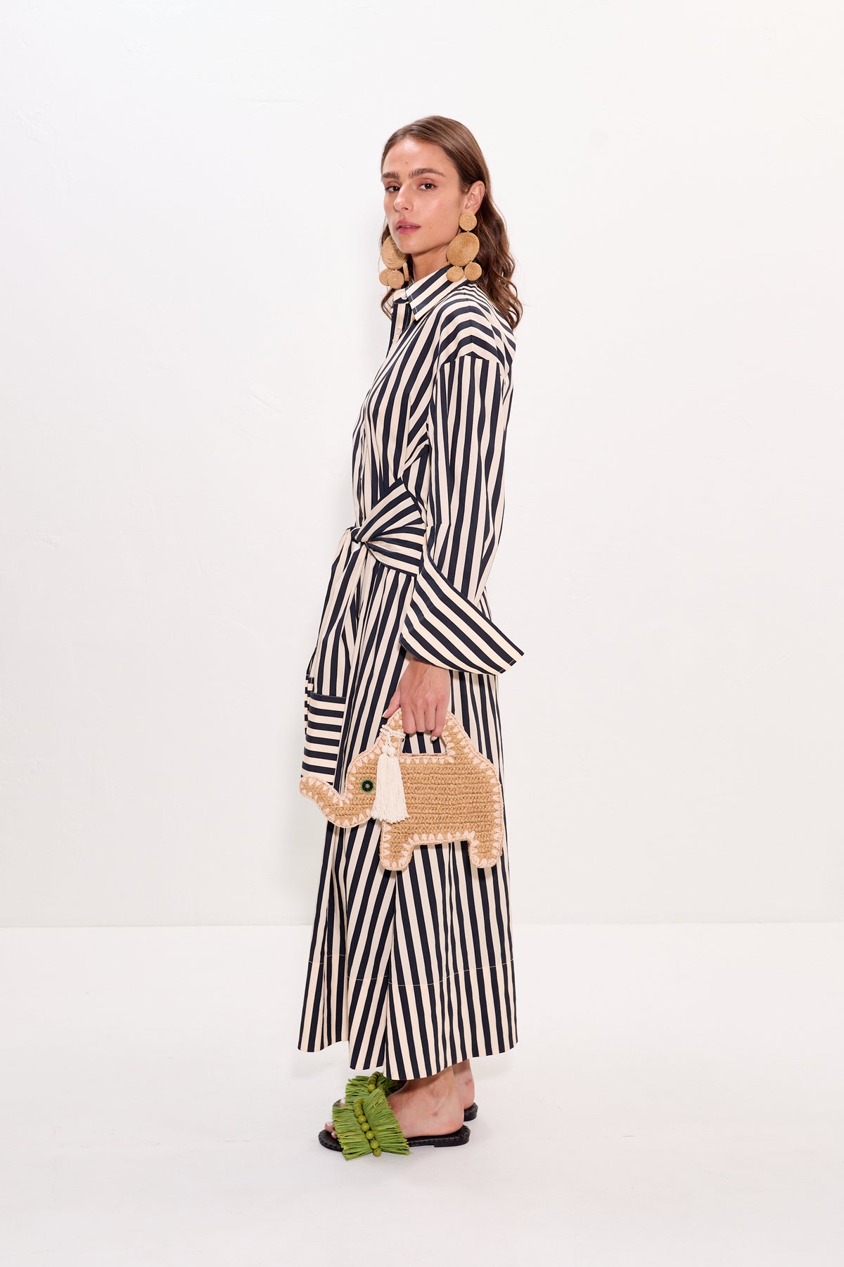 Inna Poplin Maxi Dress In Black/White Stripe