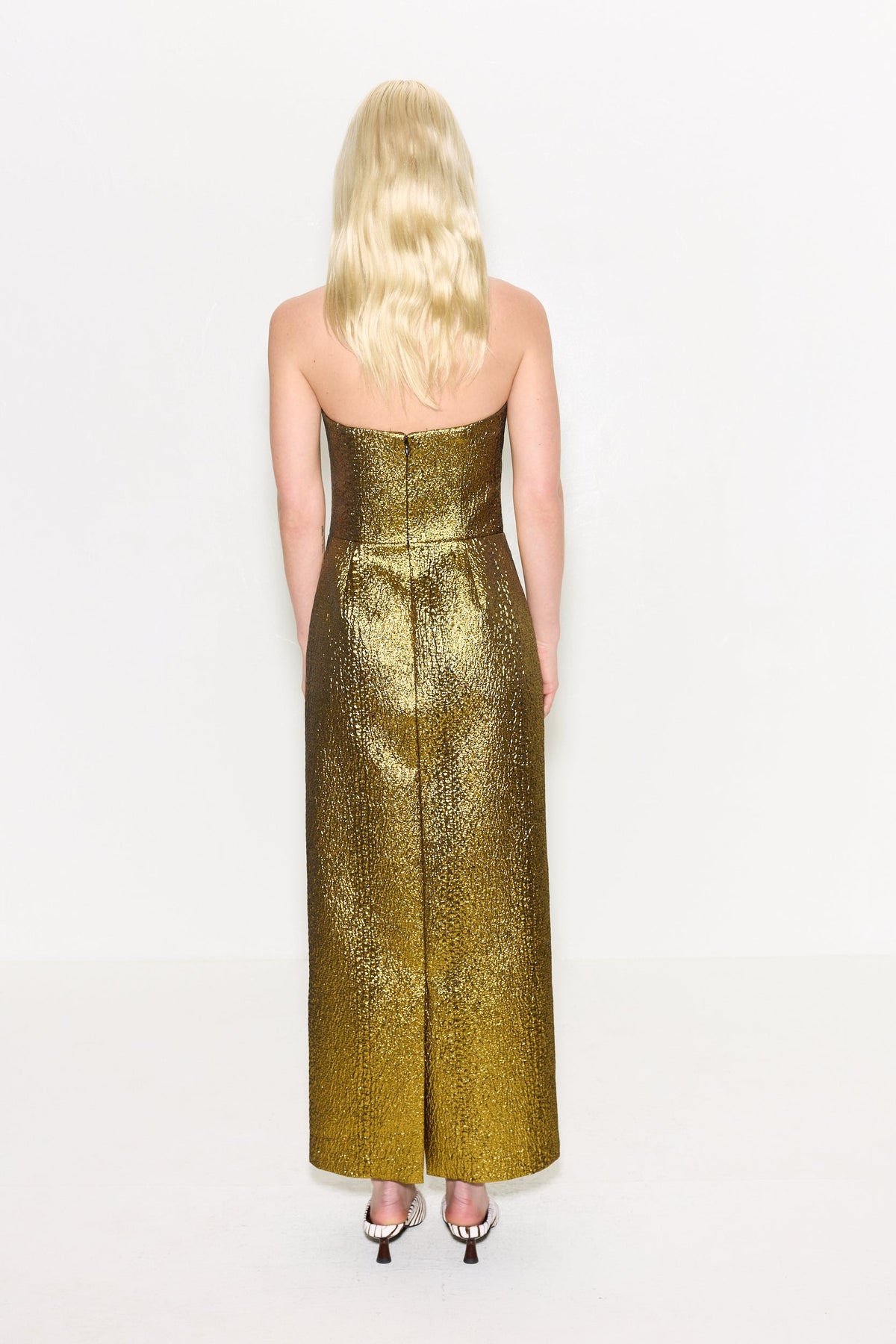 Verdelle Metallic Midi Dress In Star Gold