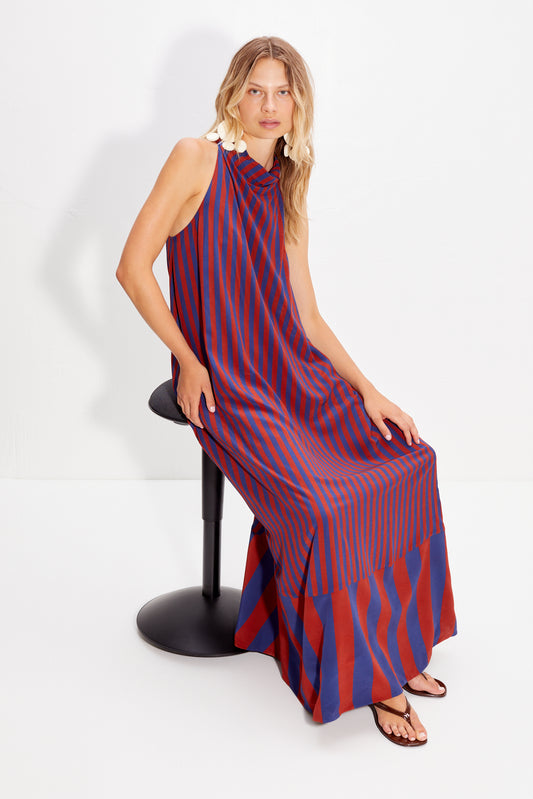 Mona Crepe Dress In Navy/Henna
