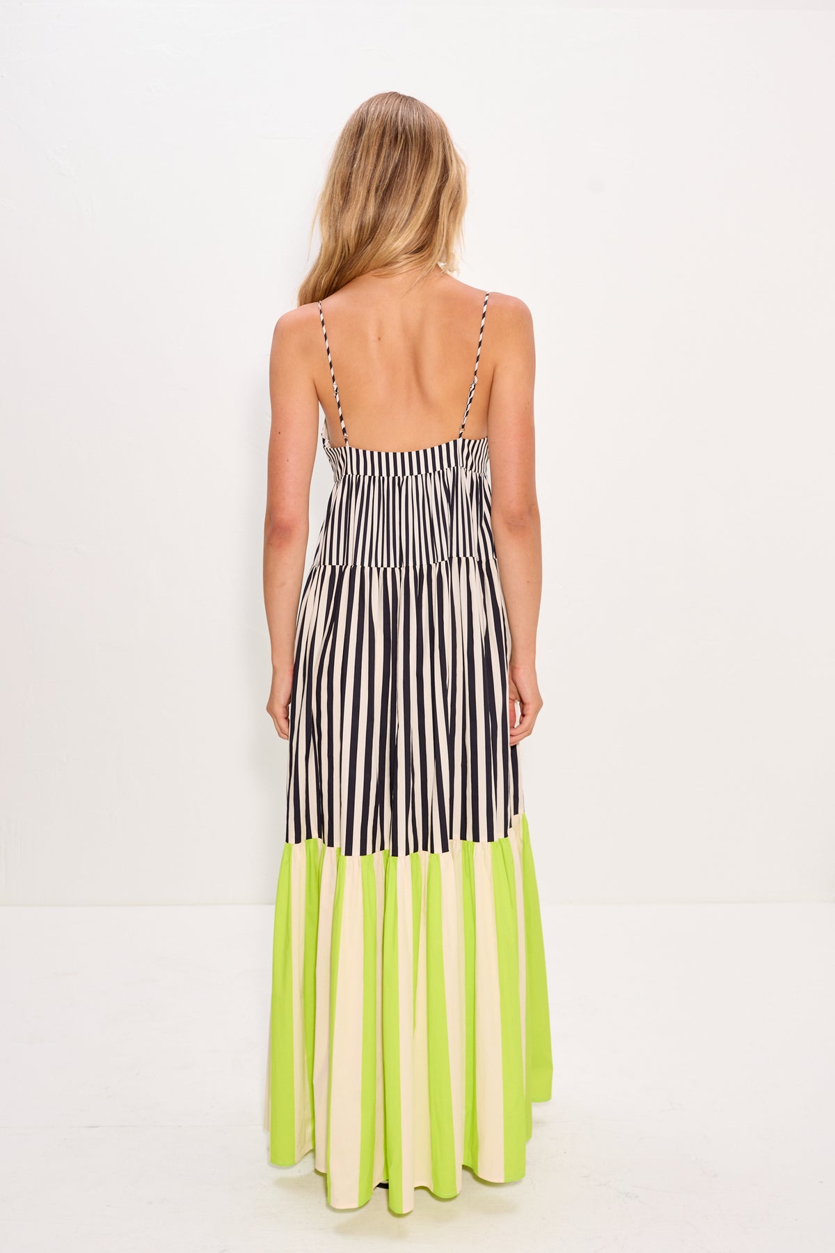 Romi Poplin Dress In Black/Cream/Lime Multi