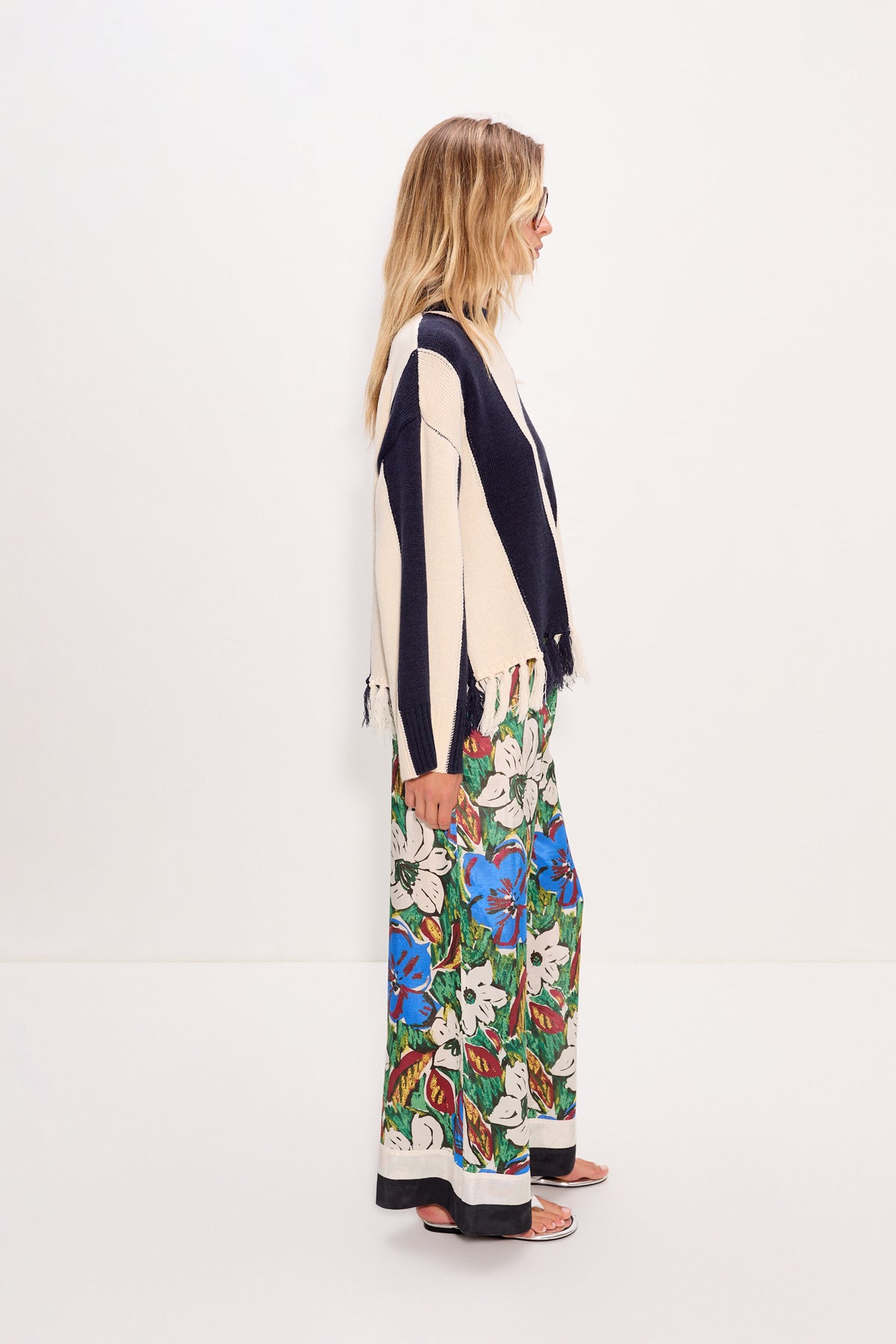 Faye Tassel Sweater In Navy/Cream