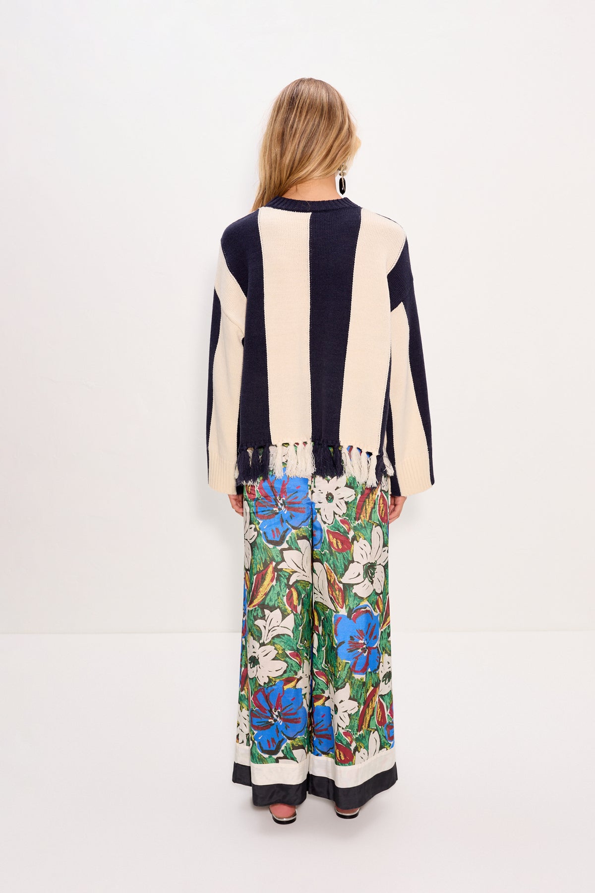 Faye Tassel Sweater In Navy/Cream