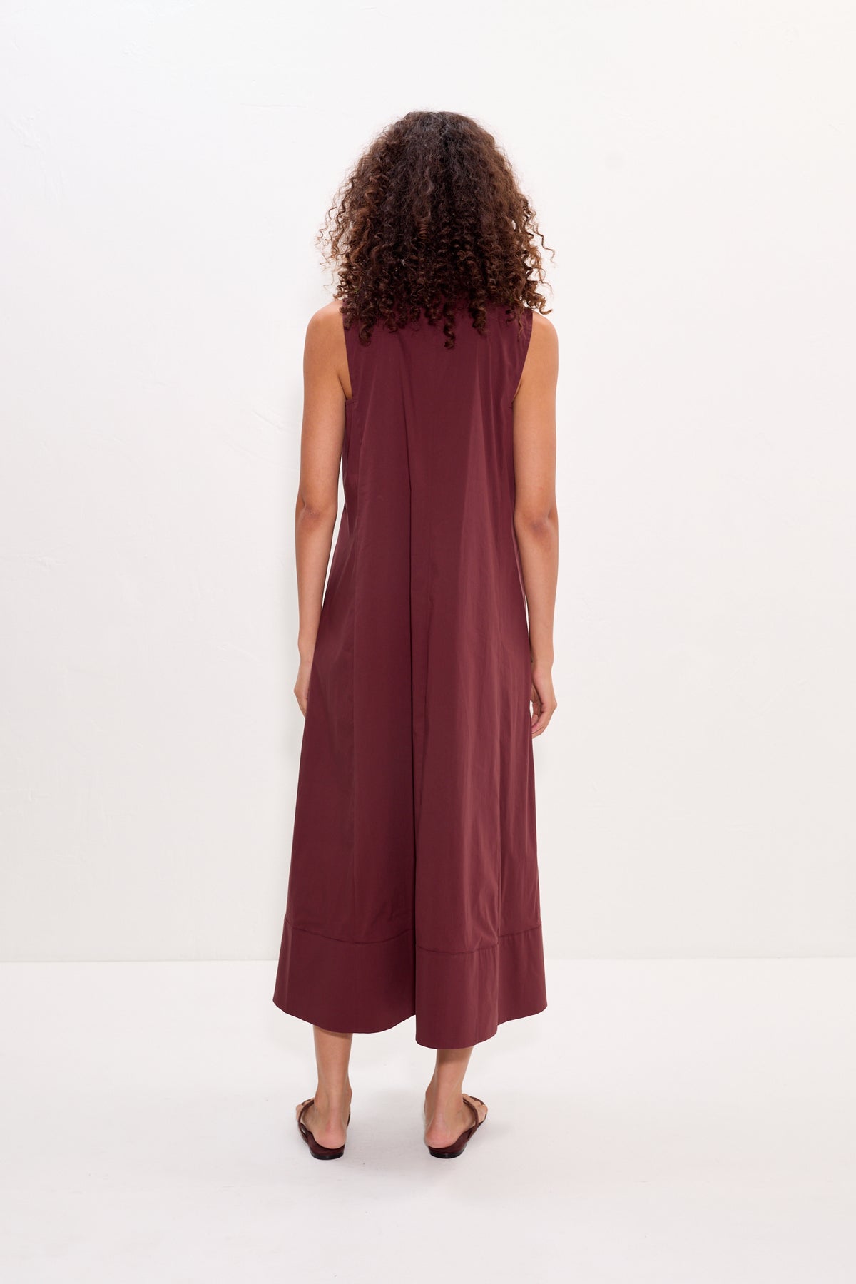 Mar Crochet Poplin Dress in Choco Brown