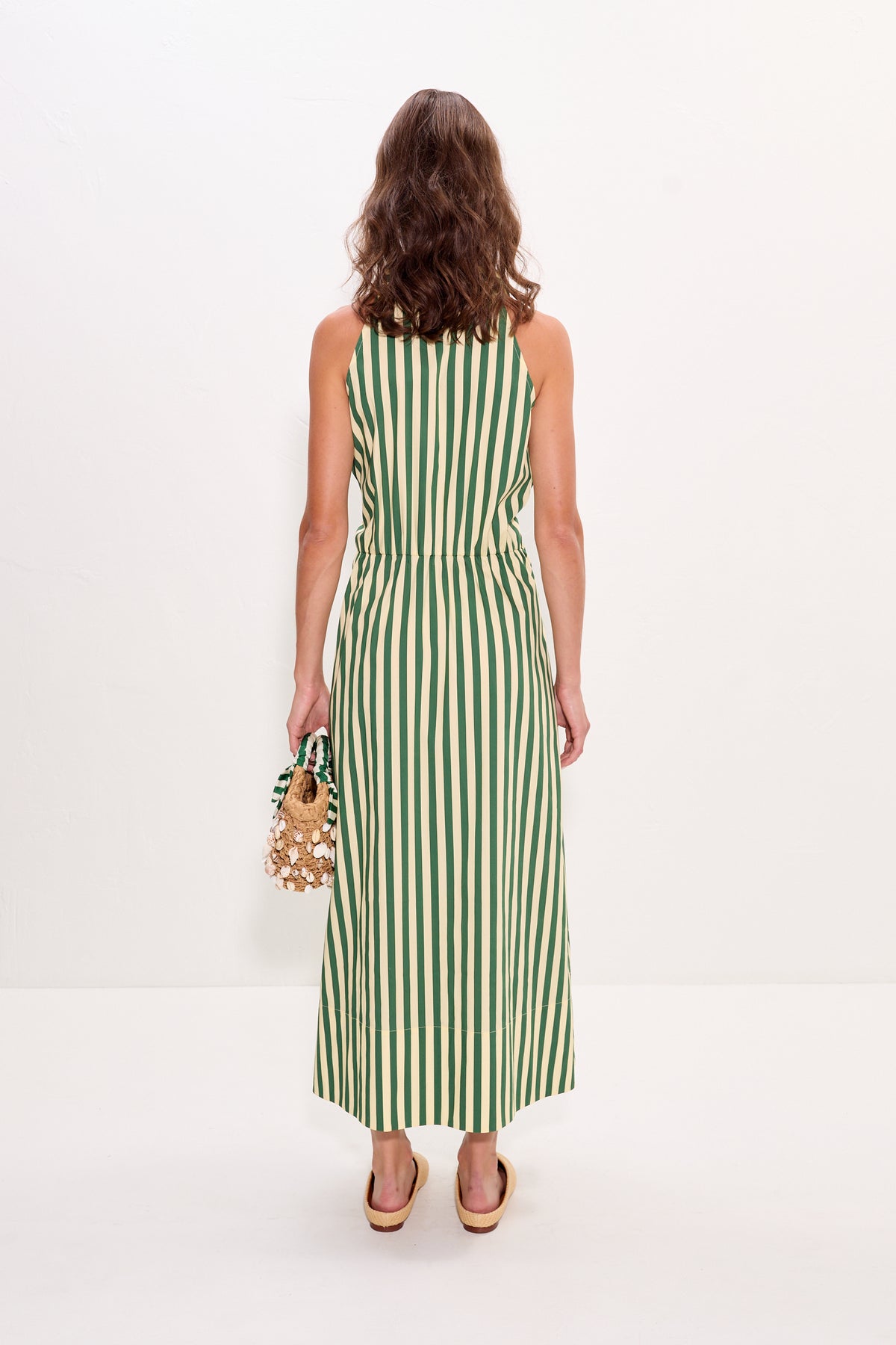 Inna Sleeveless Poplin Dress in Gummy Green/Ecru