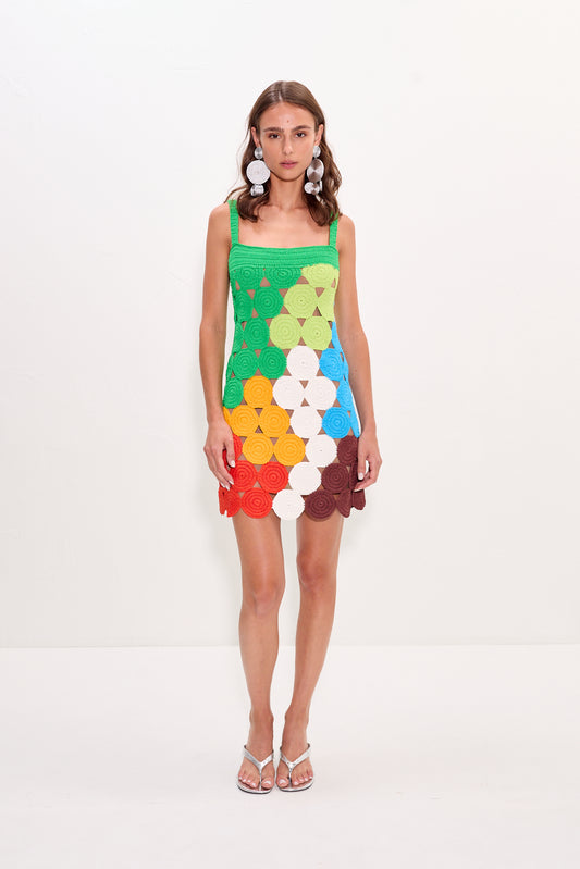 Beep Beep Tank Mini Dress in Island Multi