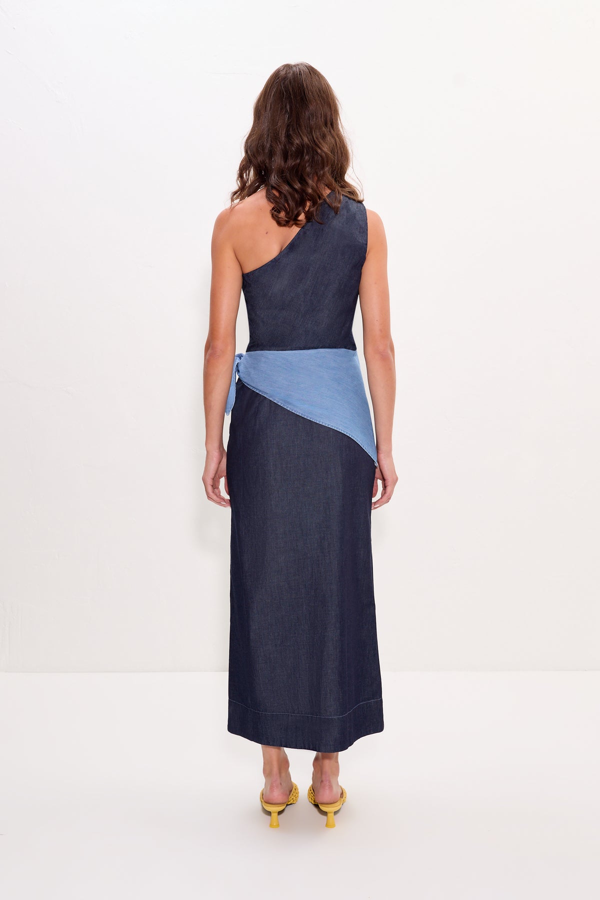 Belem Chambray Midi Dress in Indigo Combo