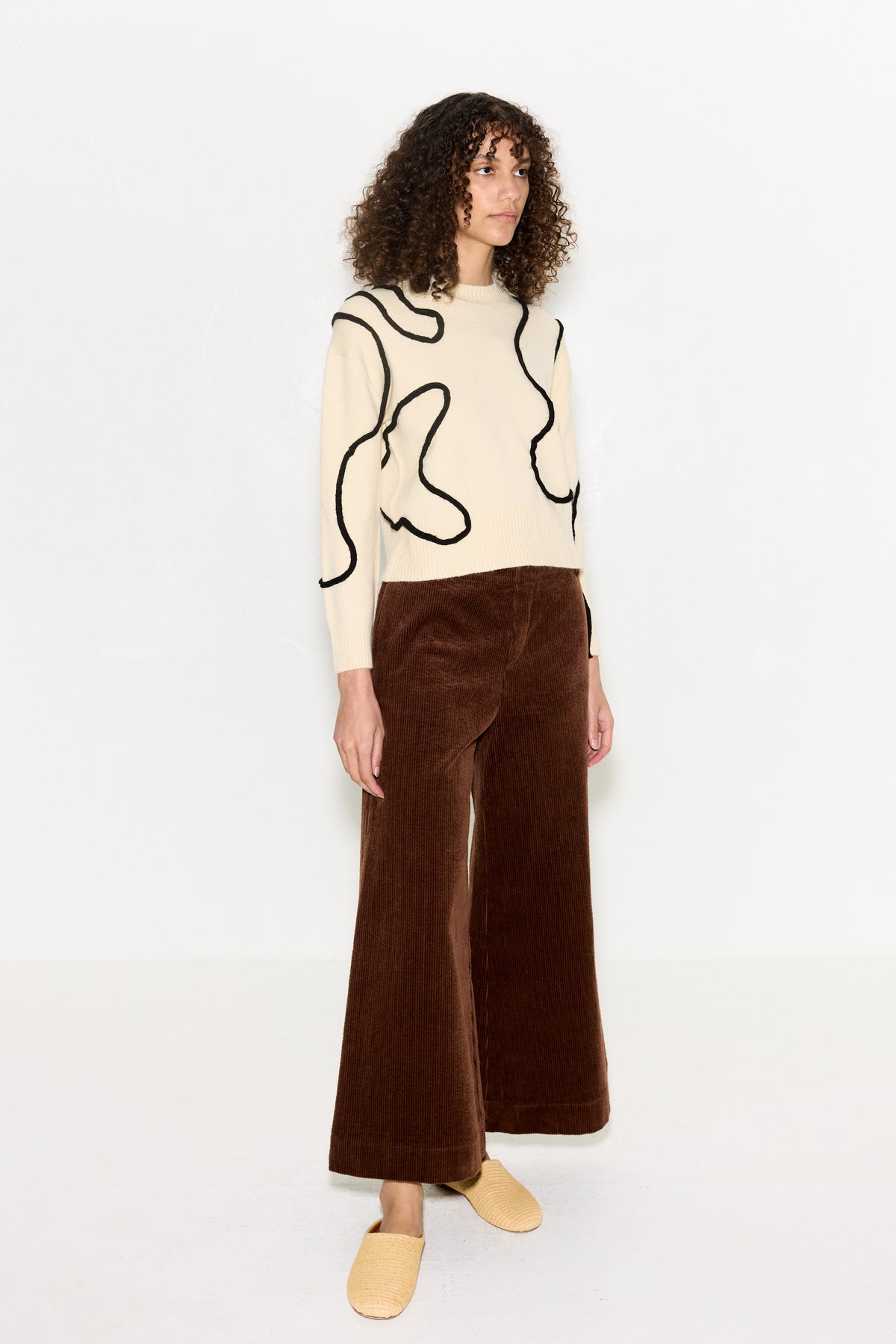 CHER WOOL SWEATER IN BONE/BLACK