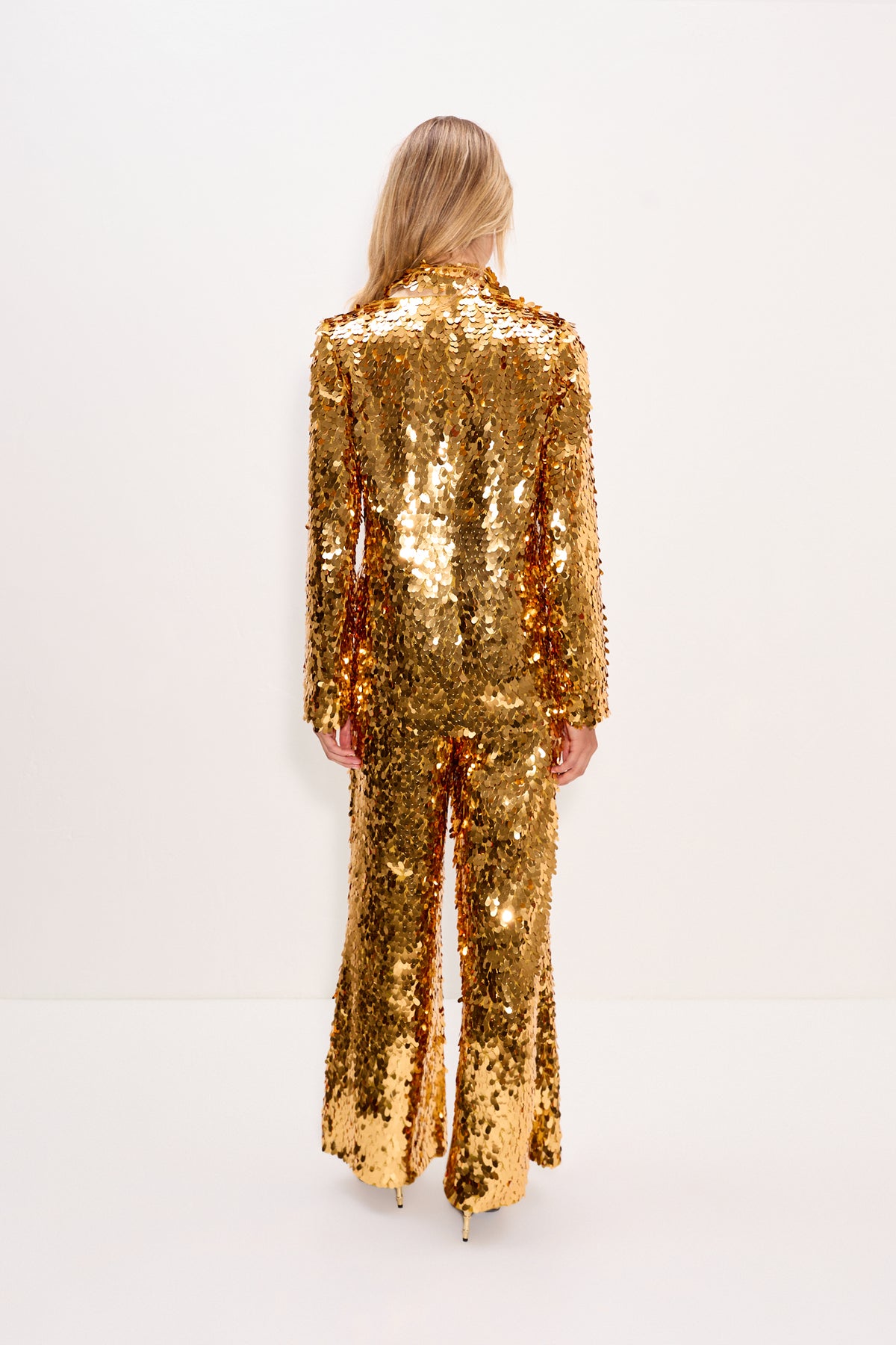 Nella Sequin Wide Leg Pant In Star Gold
