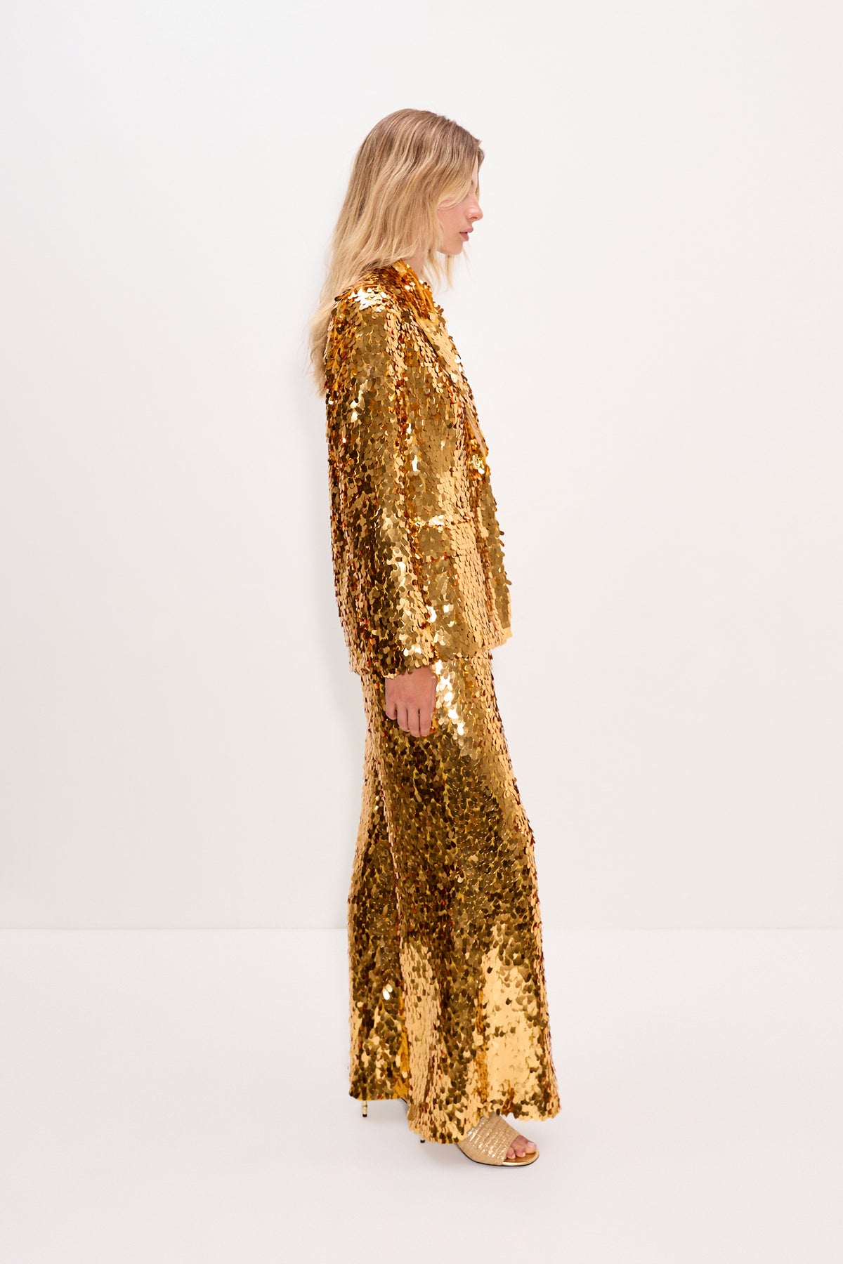 Nella Sequin Wide Leg Pant In Star Gold