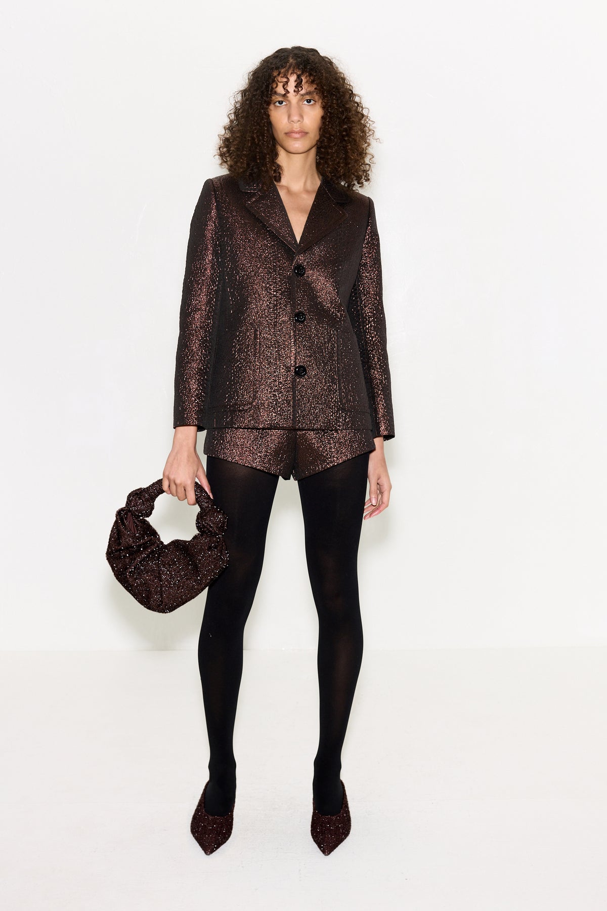 Hutton Metallic Jacket In Bronze