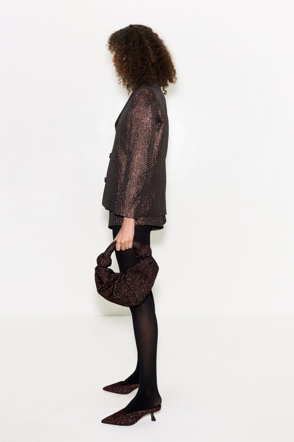 Fleur Metallic Shorts In Bronze