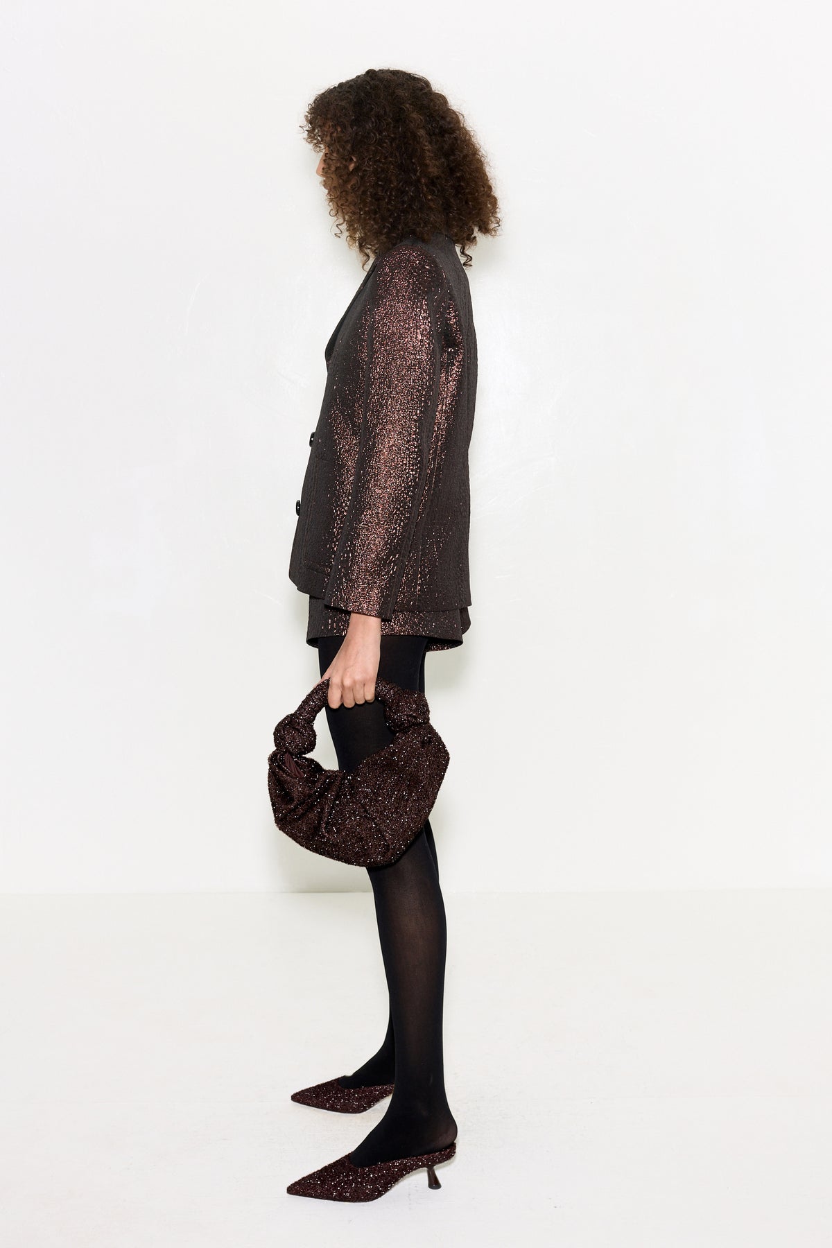 Hutton Metallic Jacket In Bronze