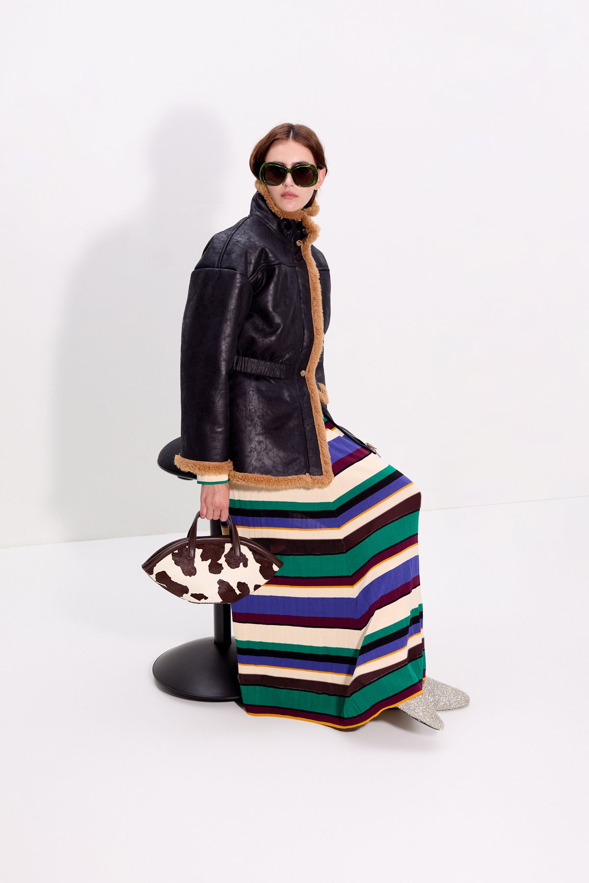 Yara Faux Shearling Jacket In Black