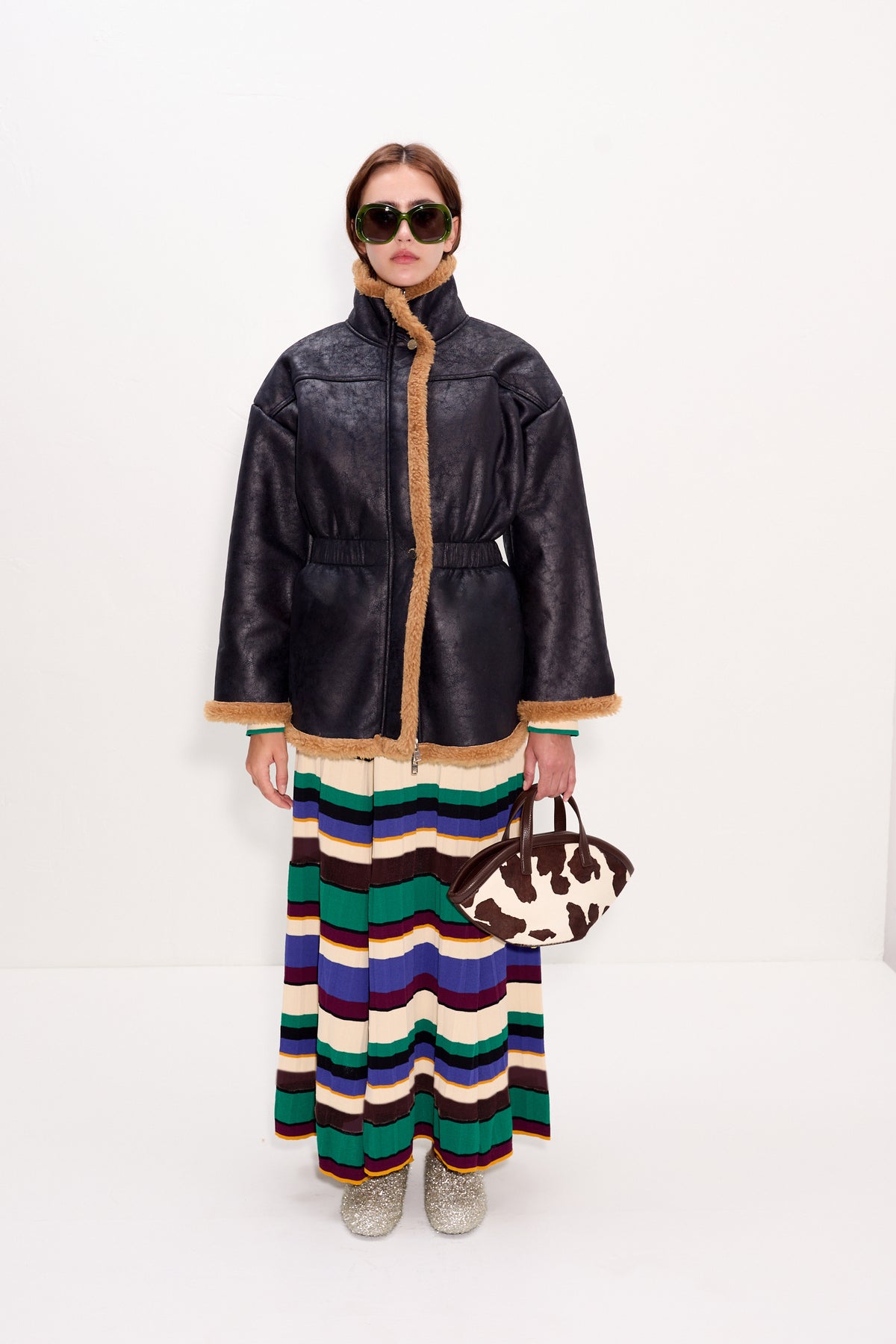 Yara Faux Shearling Jacket In Black