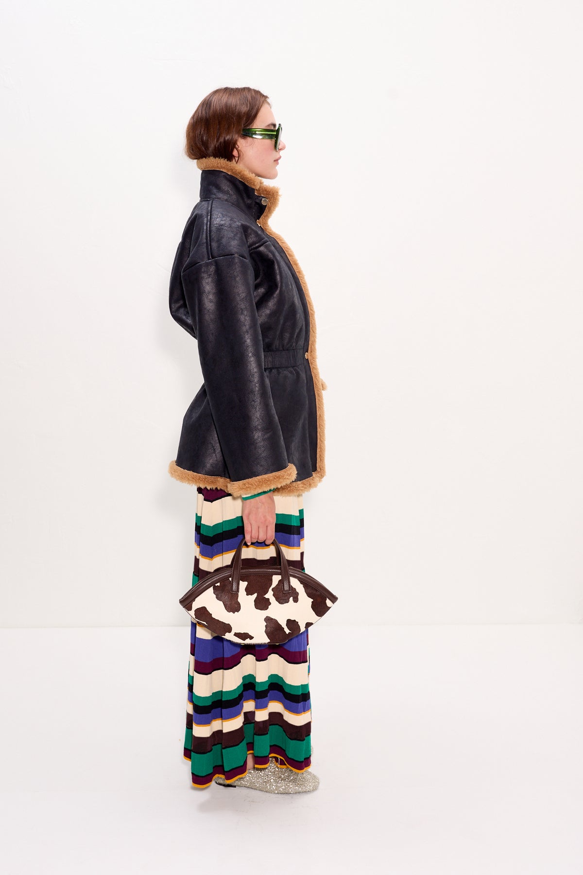 Yara Faux Shearling Jacket In Black