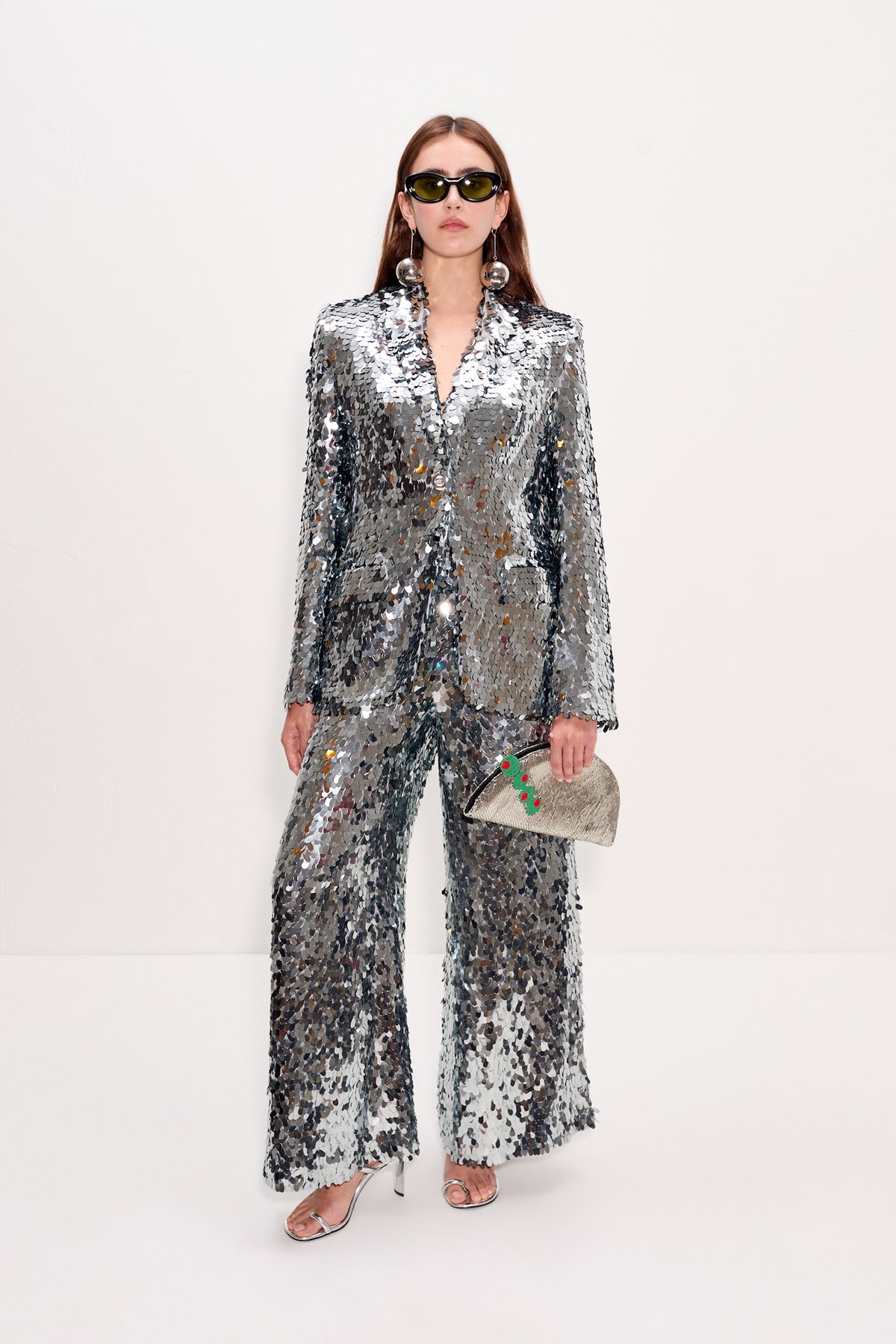 Leon Sequin Blazer In Satellite Silver